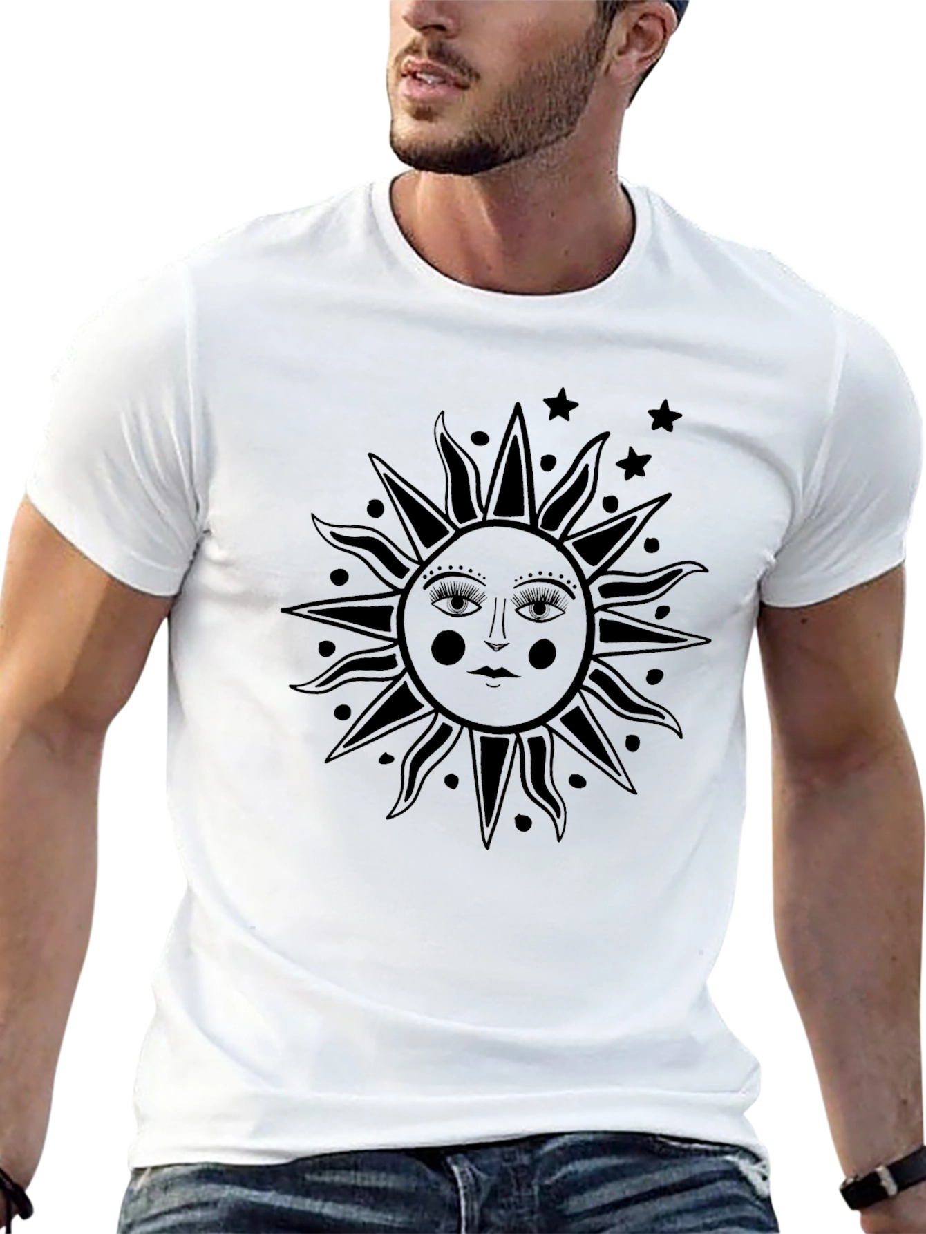 Black Mystic Sun Graphic T-Shirt - Unisex Black Tee view 13