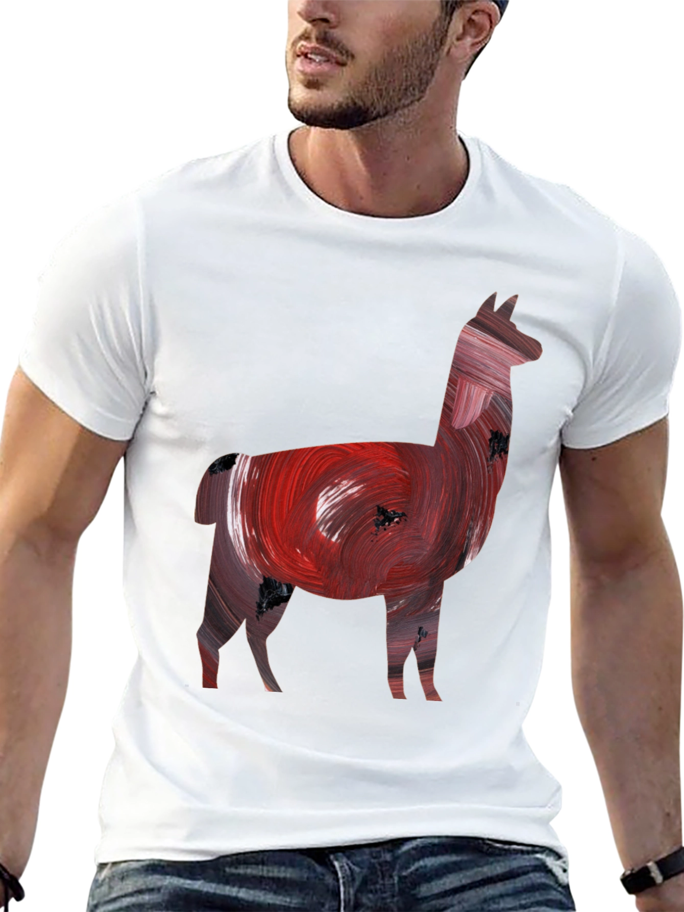 Black Llama Art Print Black Tee view 13