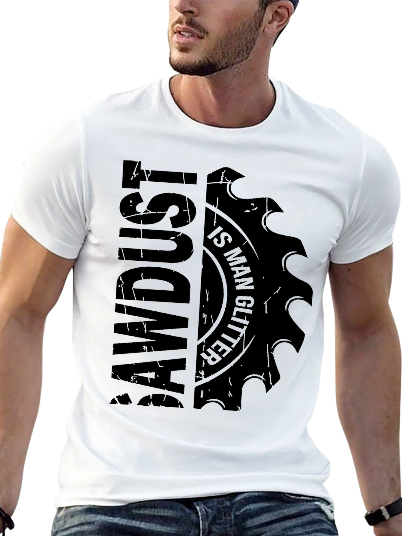 Black Sawdust is Man Glitter T-Shirt - Black Graphic Tee view 13