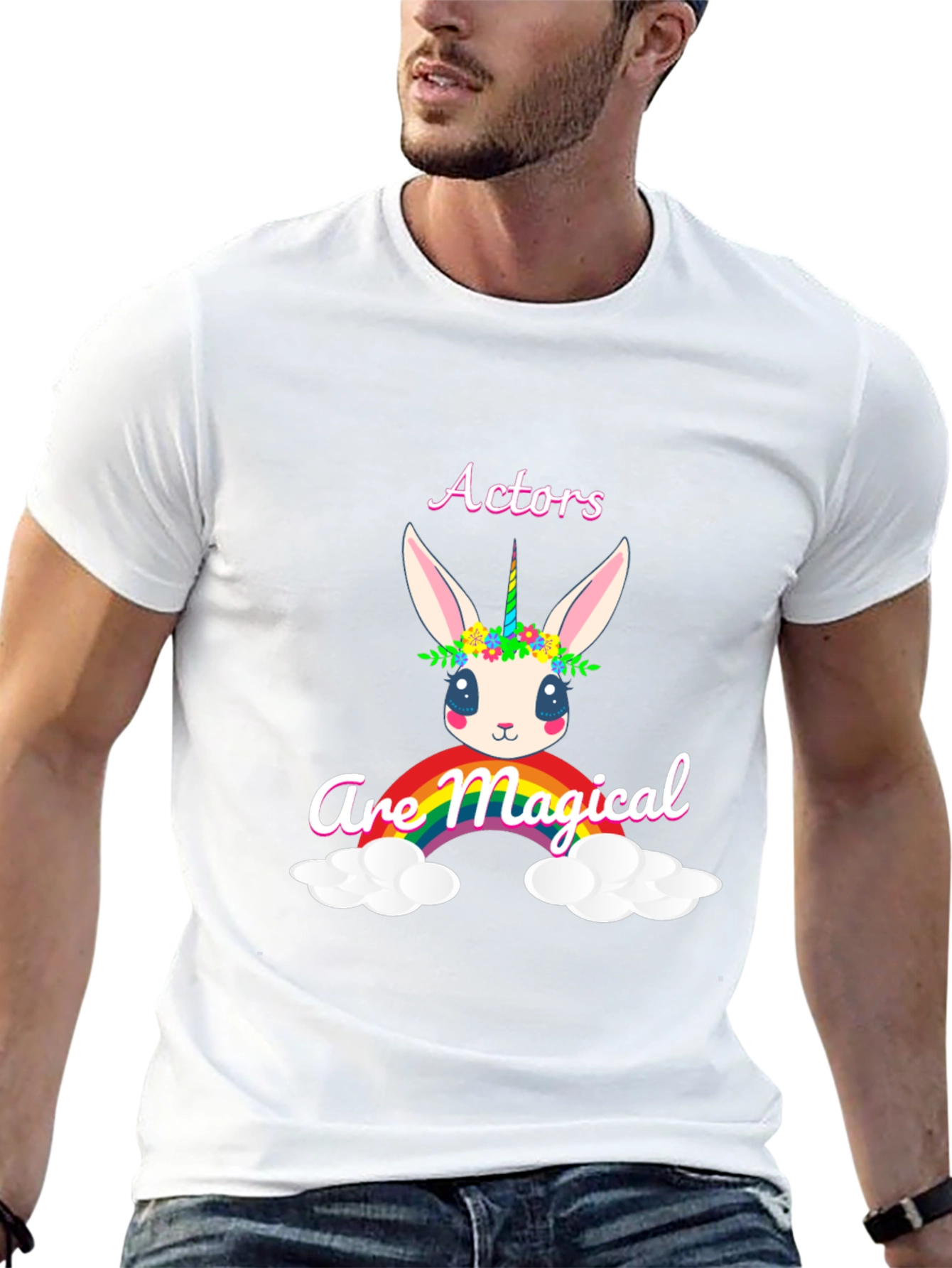 Actors are Magical Unicorn Rabbit Rainbow T-Shirt - 13
