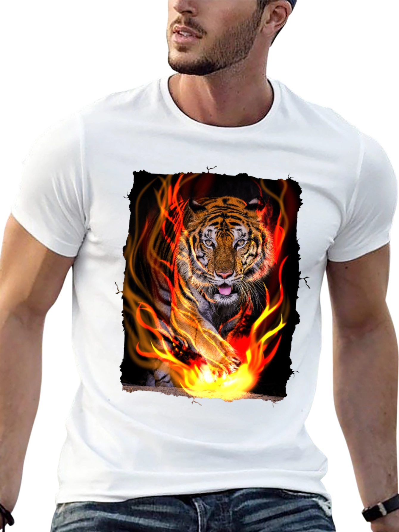 Black Tiger Graphic Tee - Men's Black T-Shirt view 13