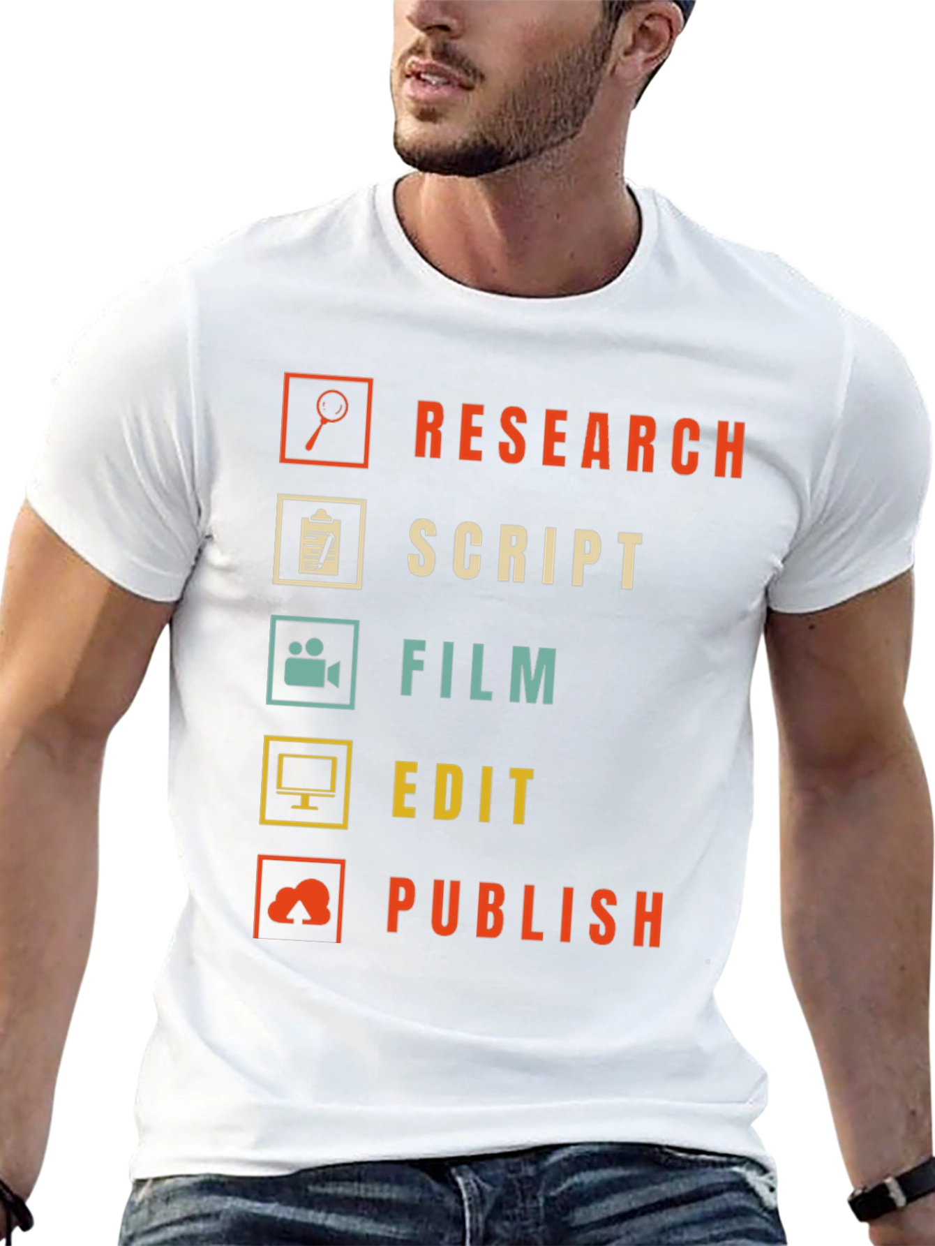 Black Film Crew Process T-Shirt - Research, Script, Film, Edit, Publish view 13