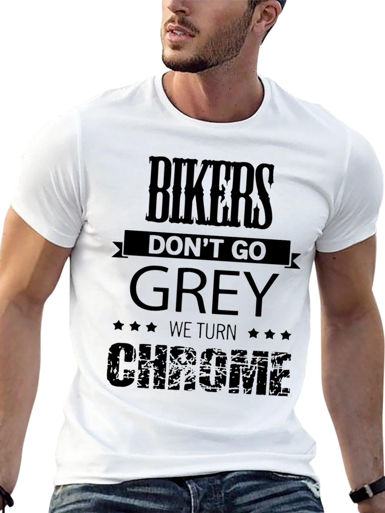 Black Bikers Don't Go Grey, We Turn Chrome T-Shirt view 13