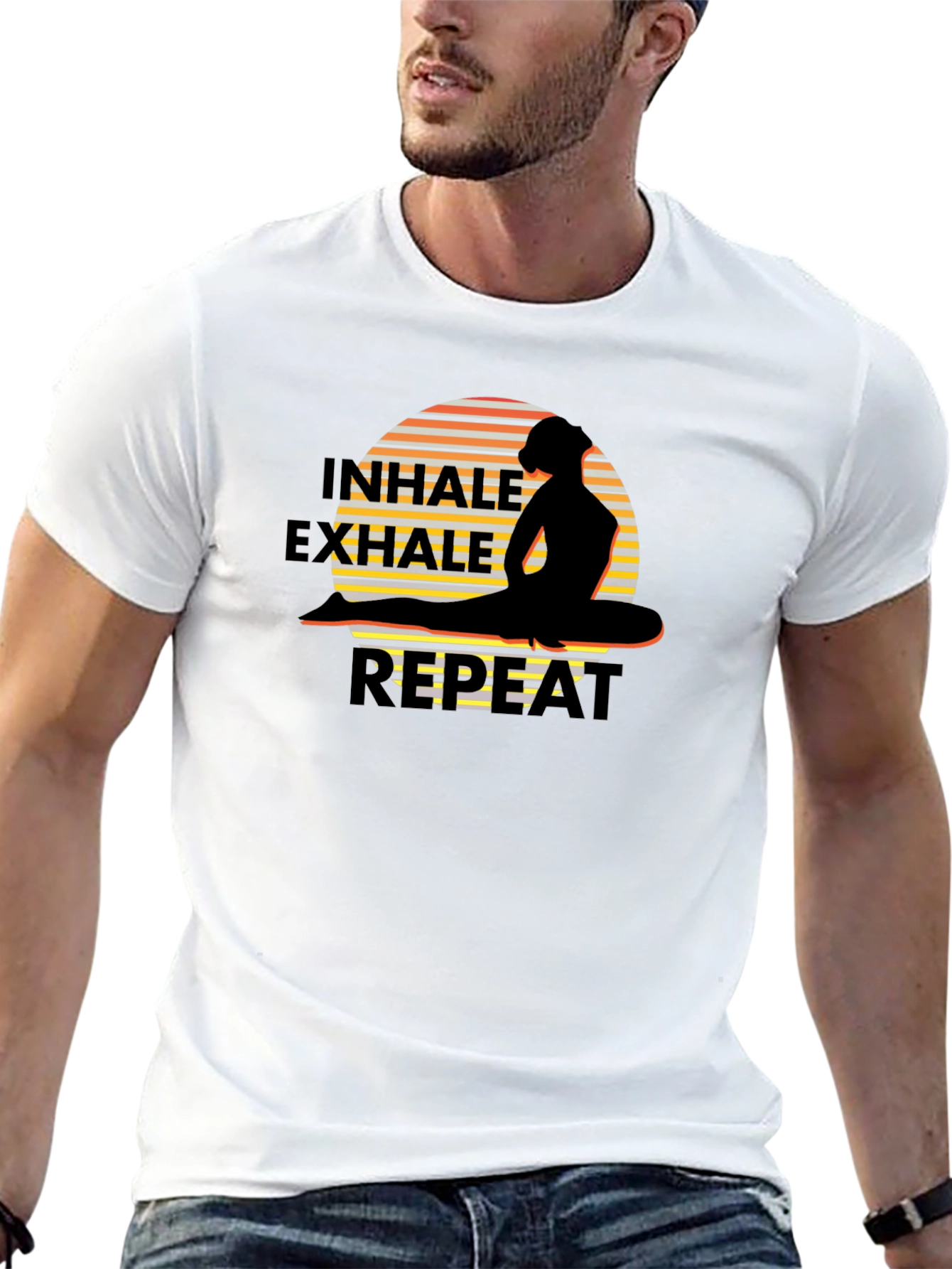 Black Inhale Exhale Repeat Yoga T-Shirt view 13