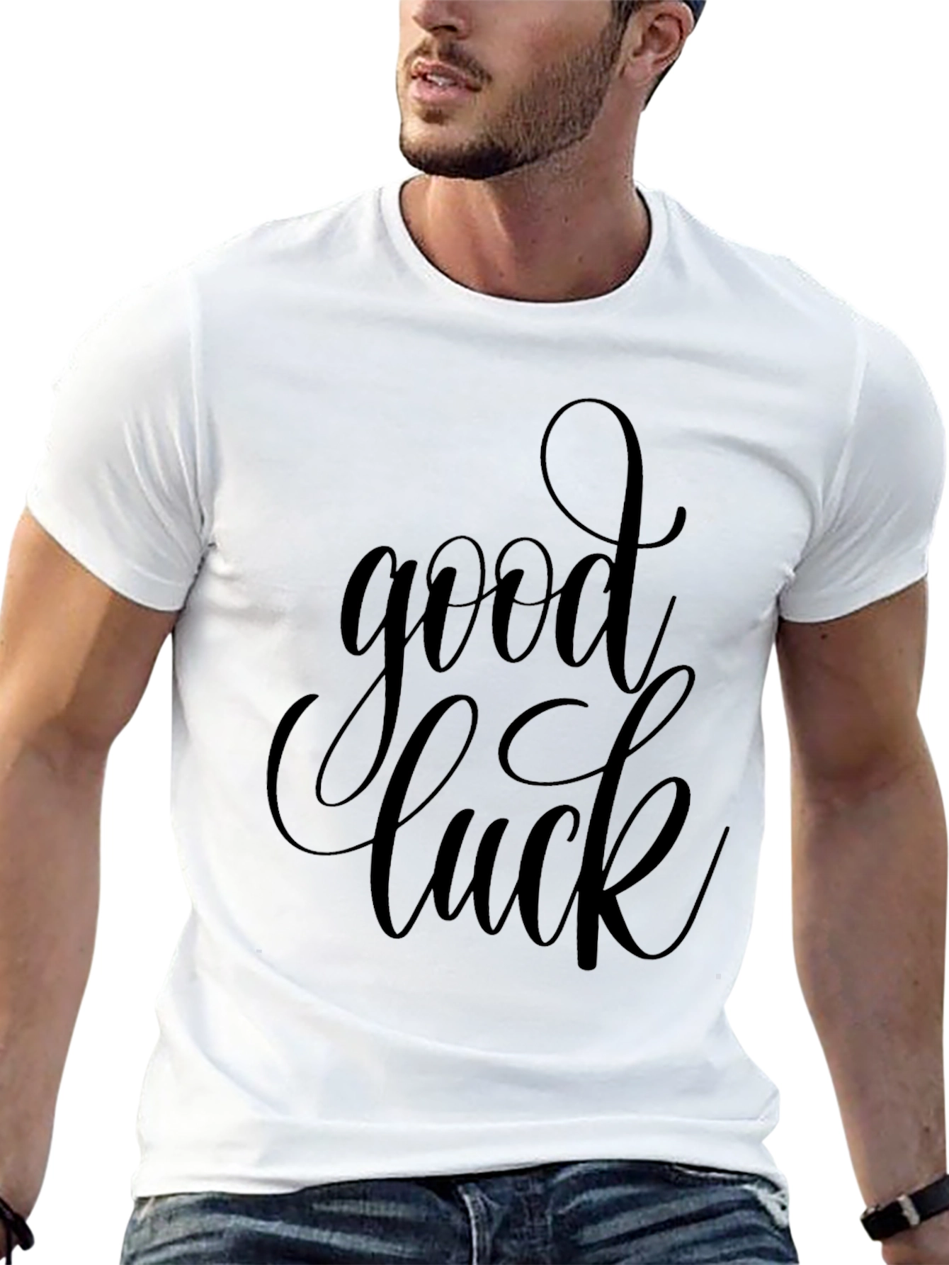 Black Good Luck Graphic Tee - Black Crew Neck view 13
