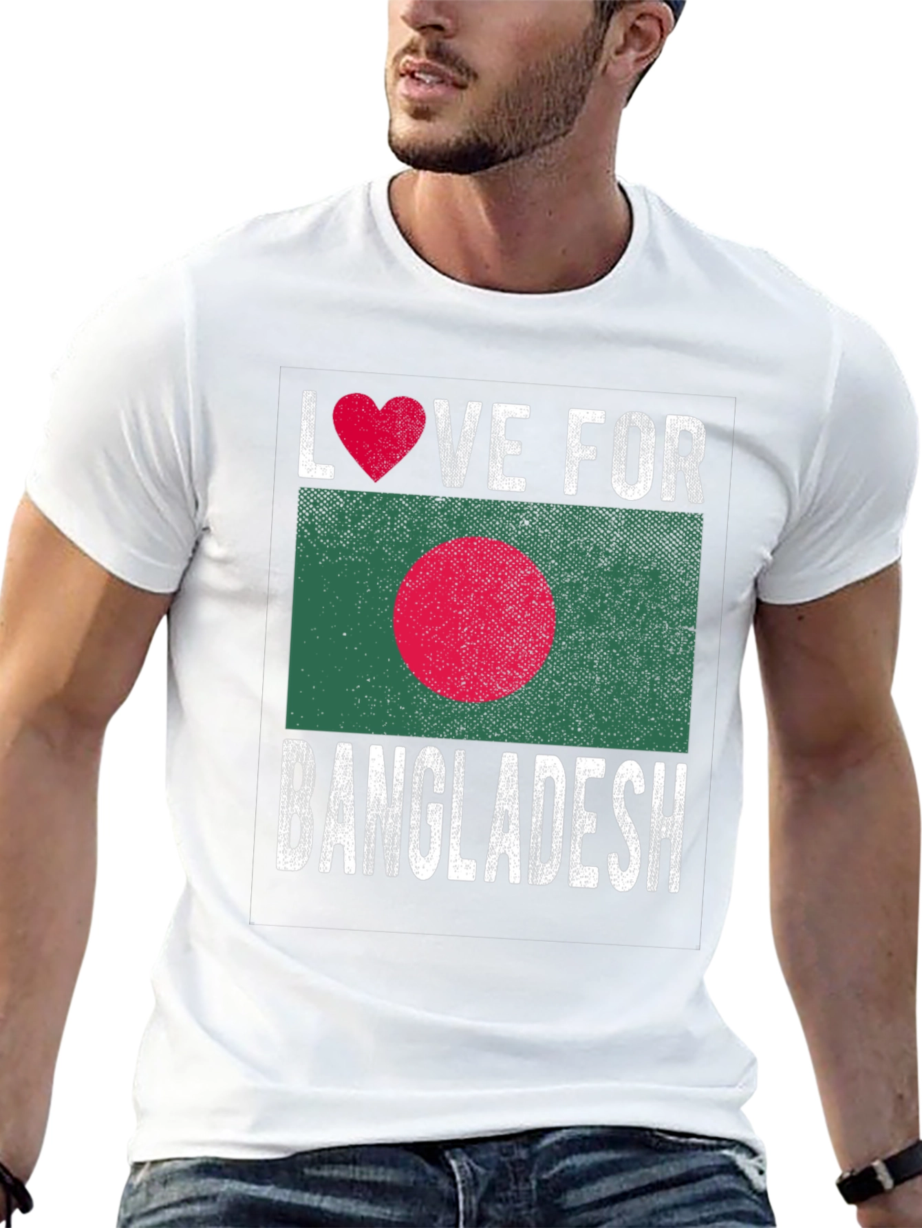 Black Love for Bangladesh T-Shirt - Heart Flag Design view 13