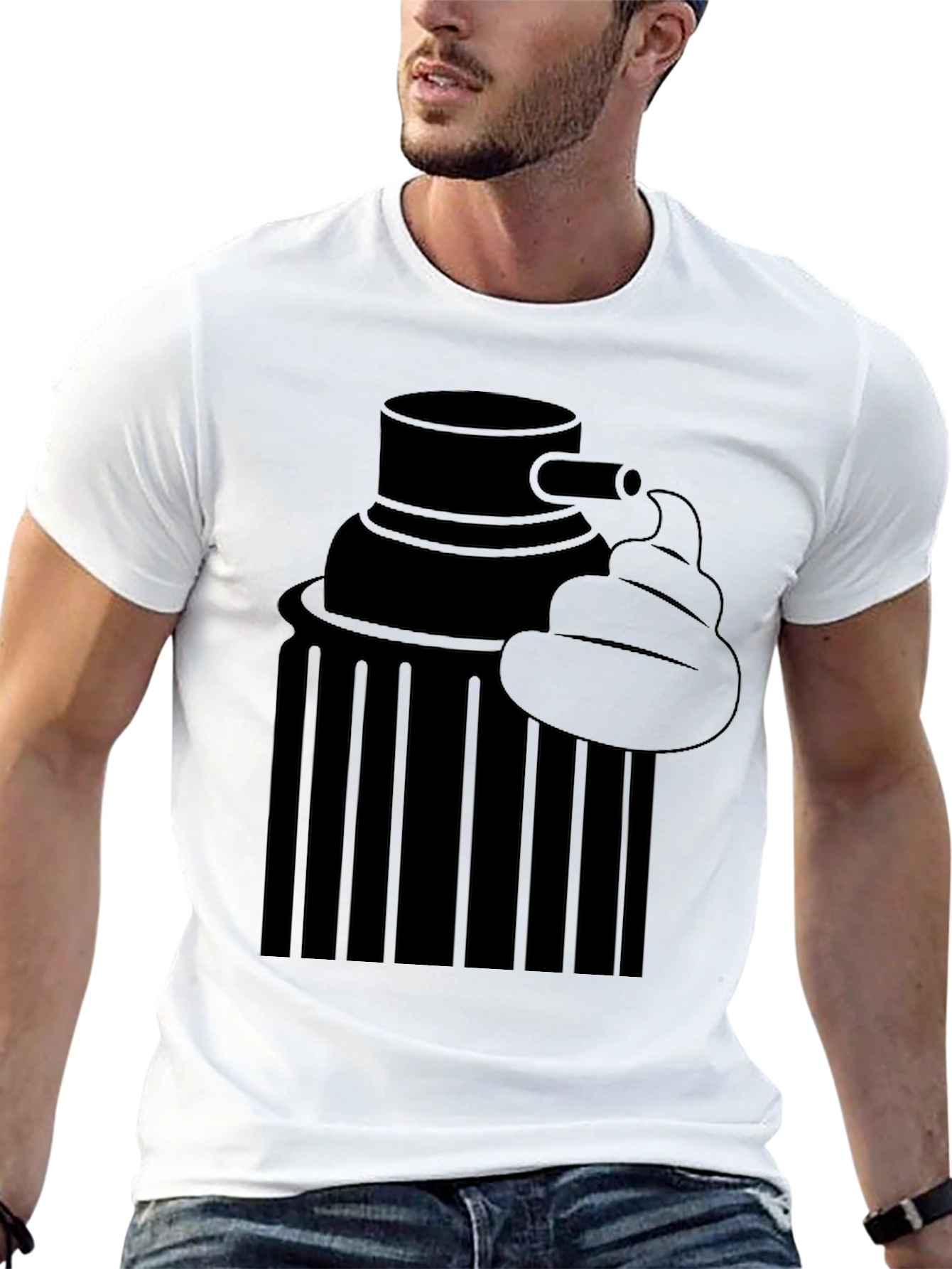 Black Toilet Humor Tee - Graphic Print Black T-Shirt view 13