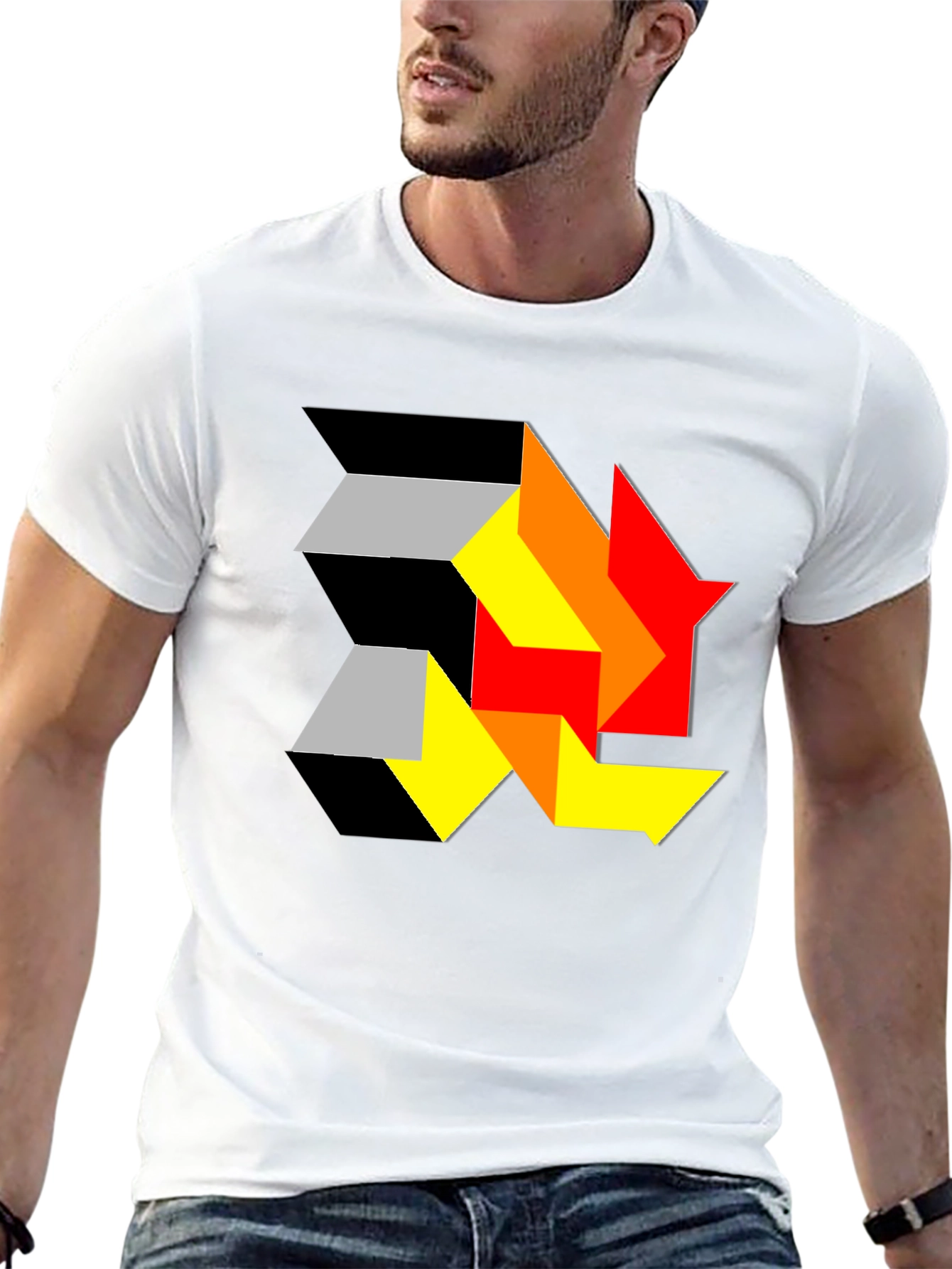 Black Abstract Geometric T-Shirt - Modern Art Design view 13