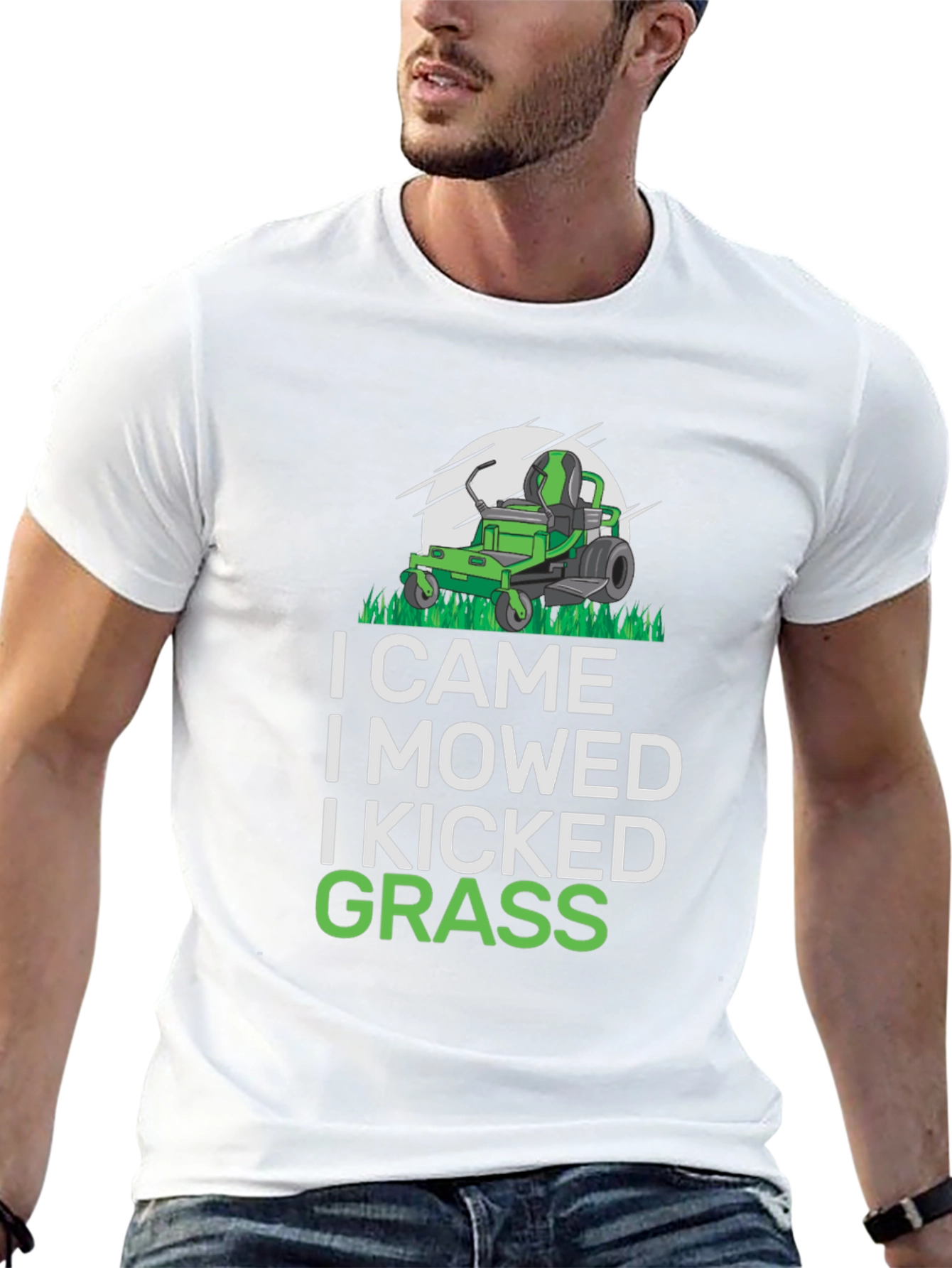 Black I Came I Mowed T-Shirt, Funny Lawn Mowing Shirt view 13
