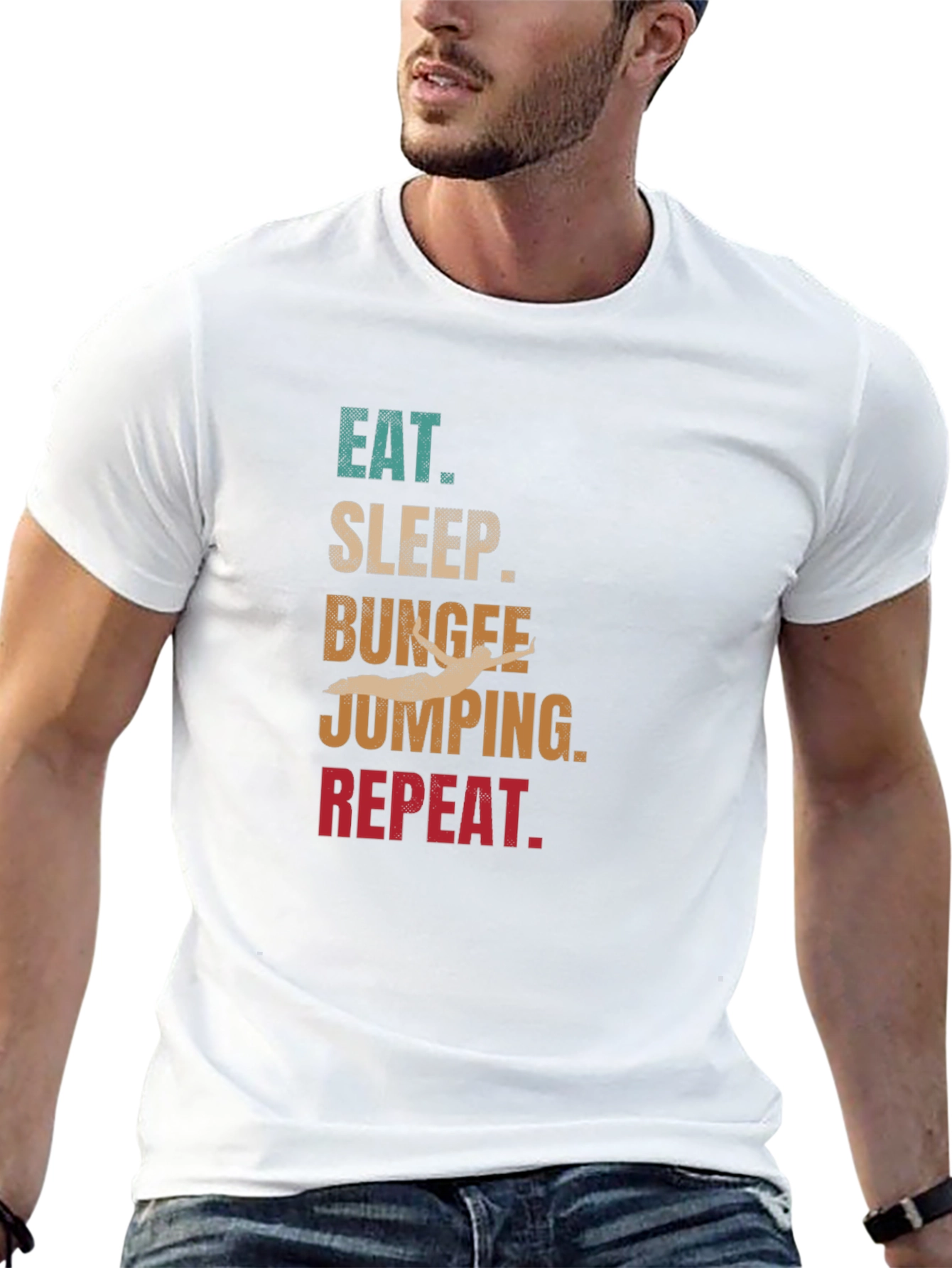 Eat Sleep Bungee Jump Repeat Black T-Shirt - 13
