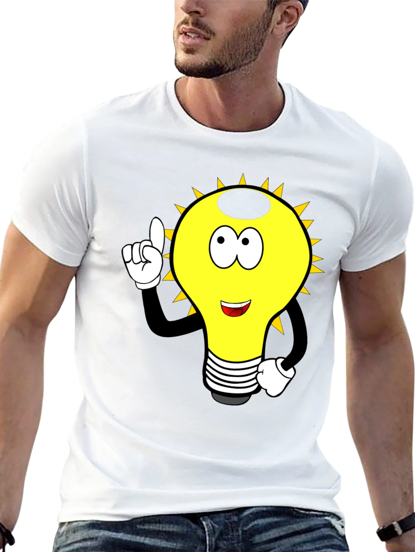 Black Cartoon Light Bulb Graphic Tee - Black view 13