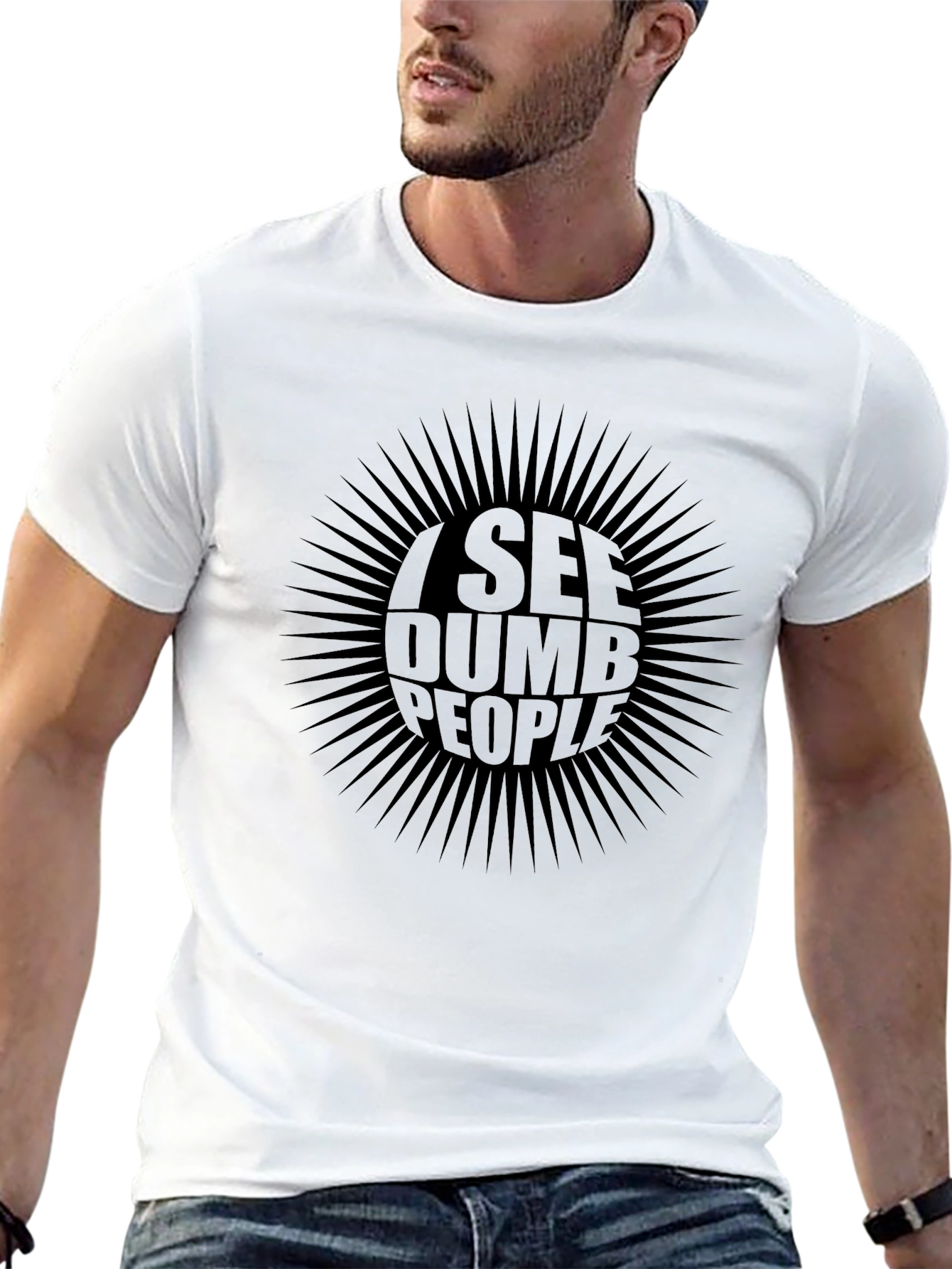 Black I See Dumb People Graphic Tee - Novelty T-Shirt view 13