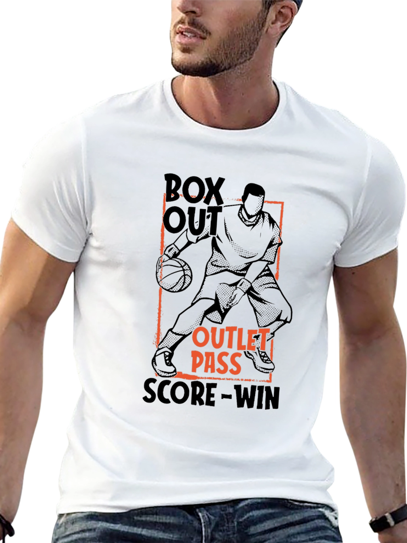 Black Basketball Graphic T-Shirt: Box Out, Pass, Score view 13
