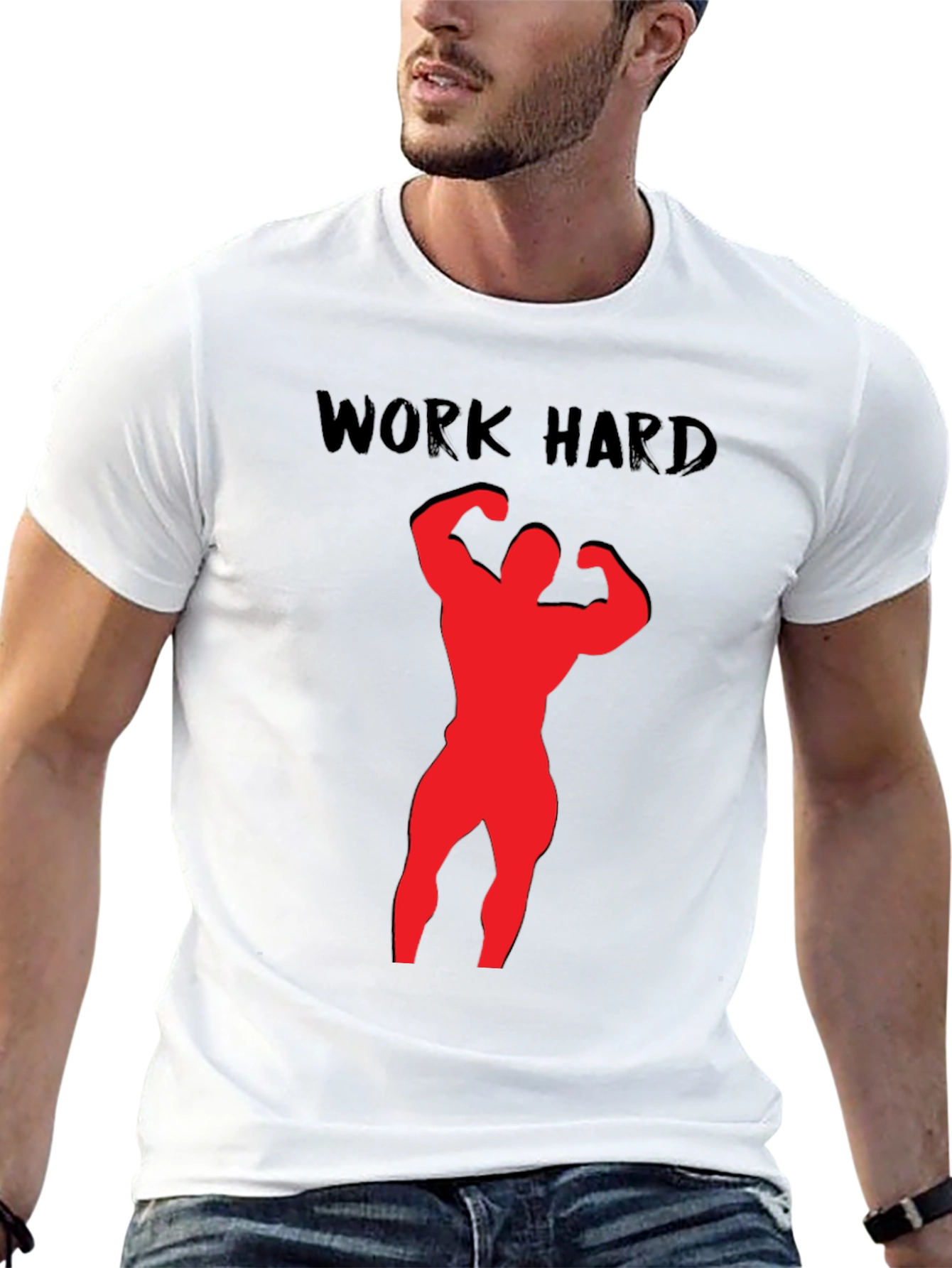 Black Work Hard Bodybuilding Black T-Shirt view 13