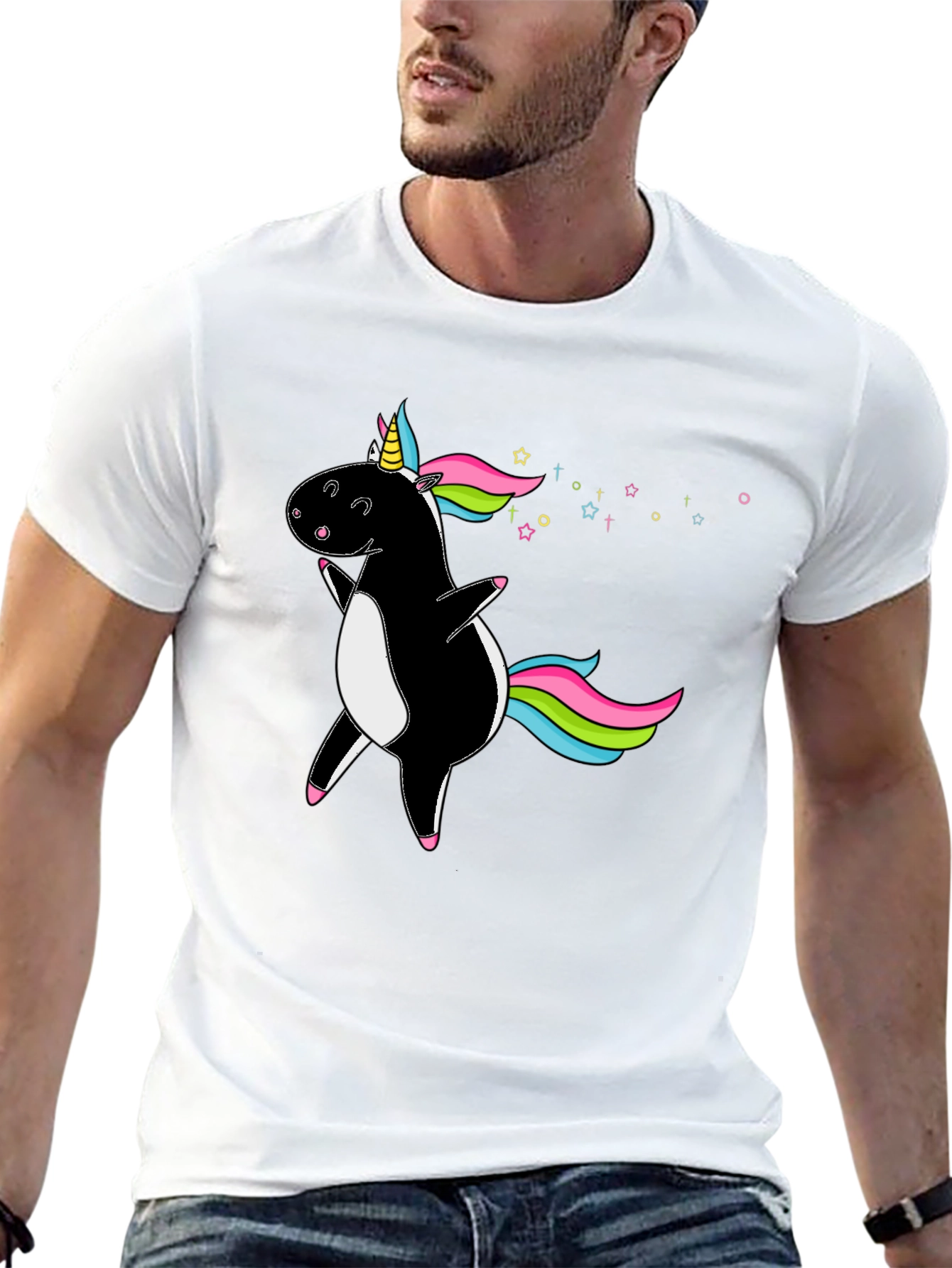 Black Unicorn T-Shirt - Men's Black Graphic Tee view 13