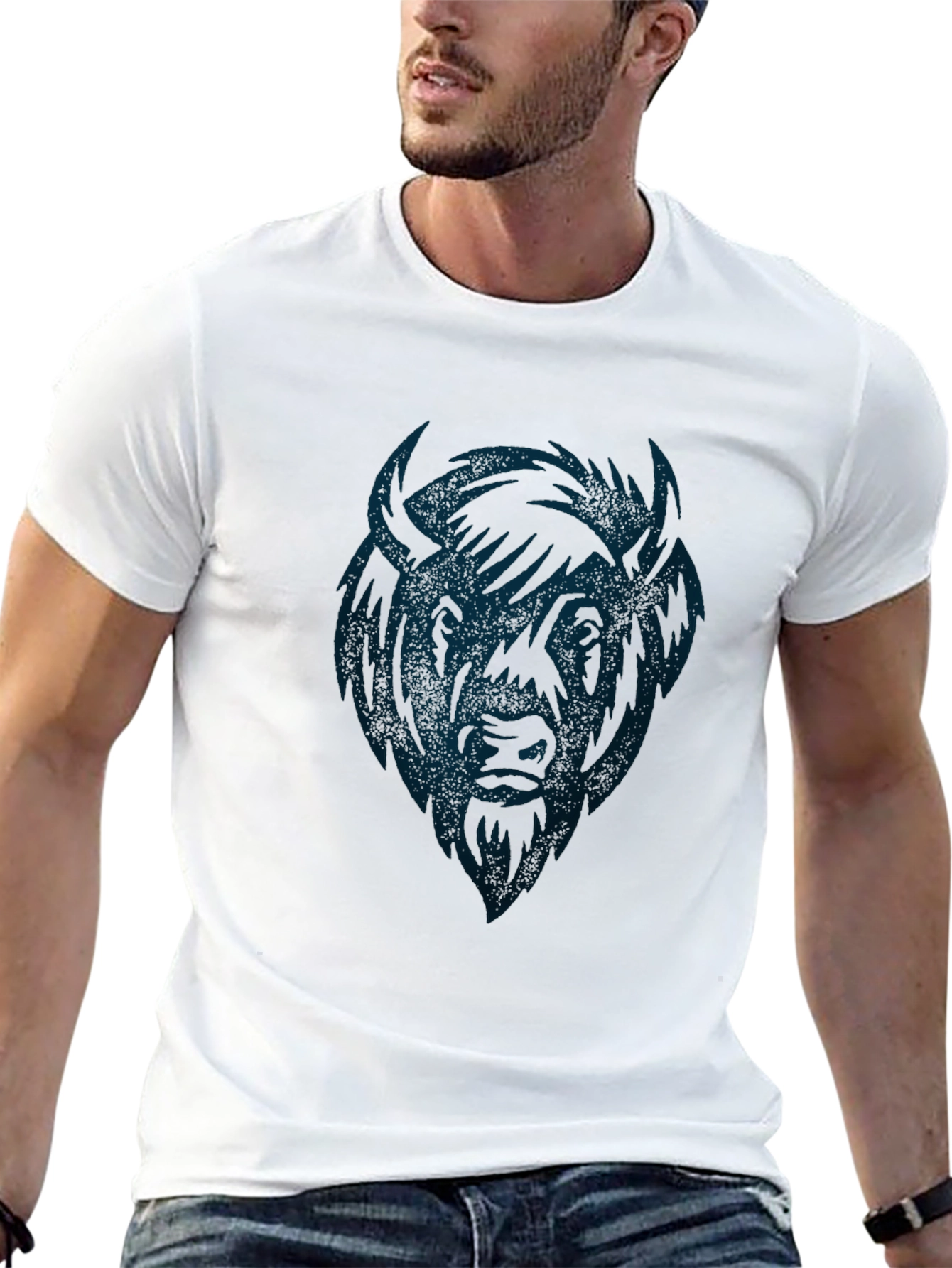 Black Black Bison Graphic Tee - Soft Cotton Crew Neck view 13