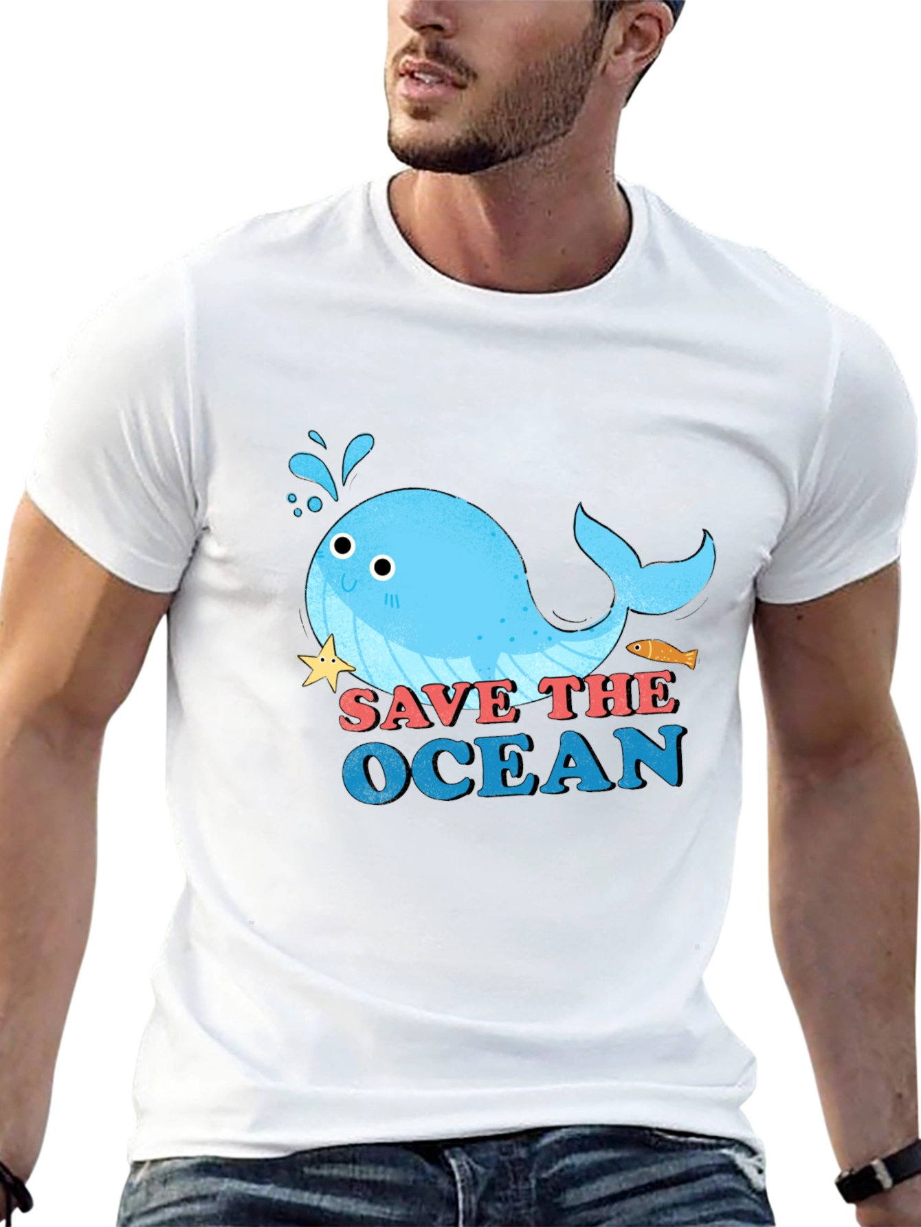 Black Save the Ocean Graphic Tee - Cute Whale Design view 13