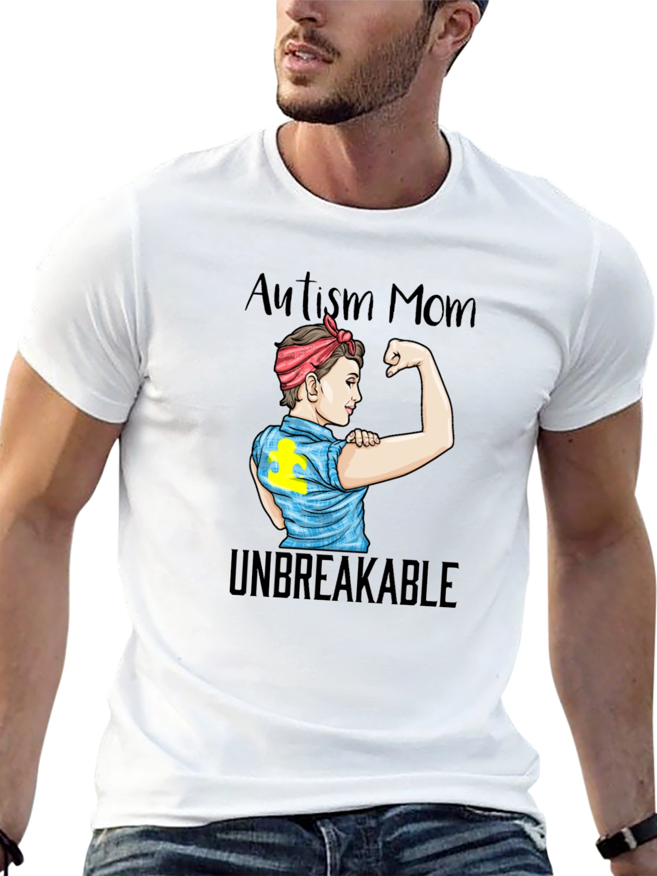 Black Autism Mom Unbreakable Graphic T-Shirt view 13