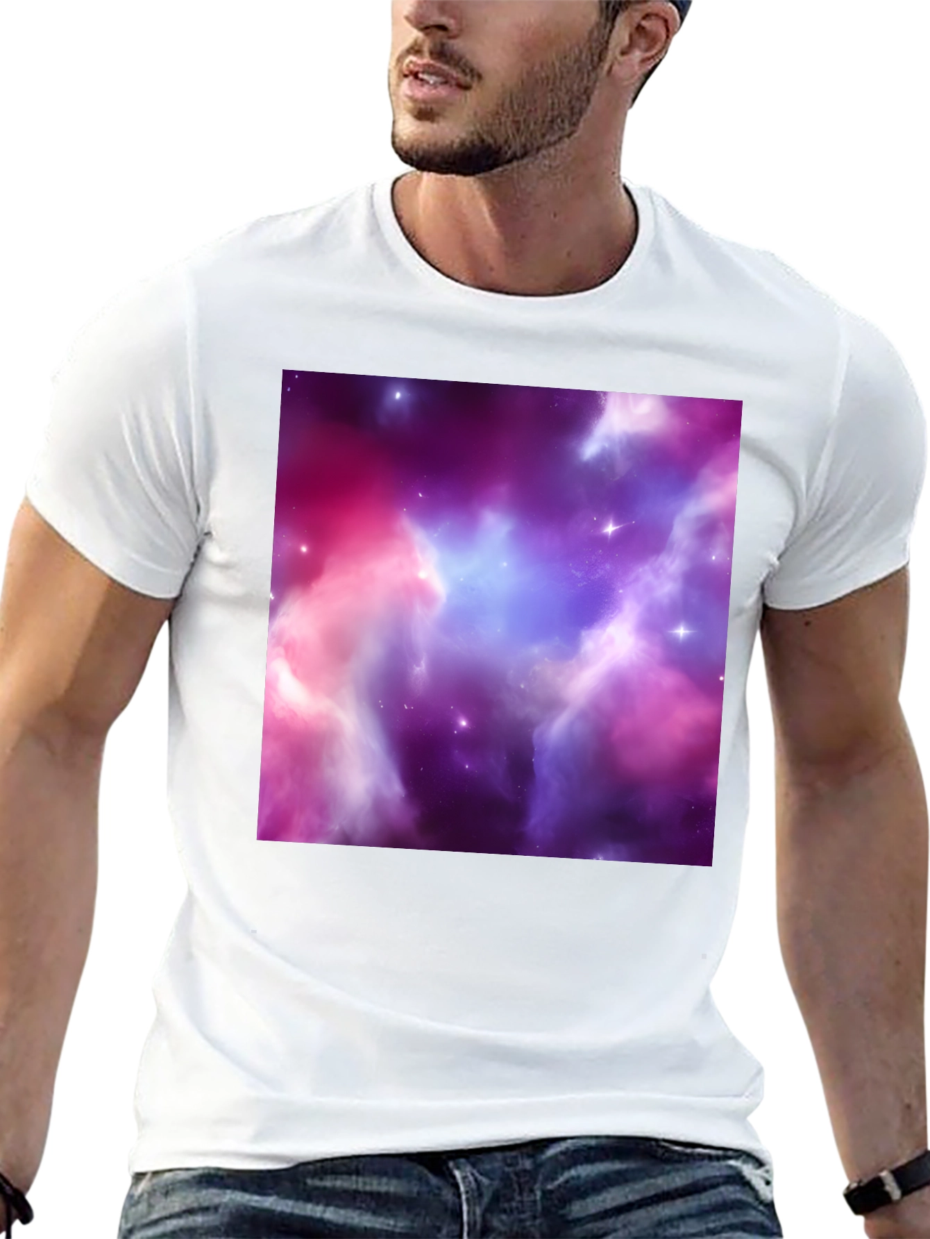 Black Nebula Print Tee - Black Short Sleeve Men's T-Shirt view 13