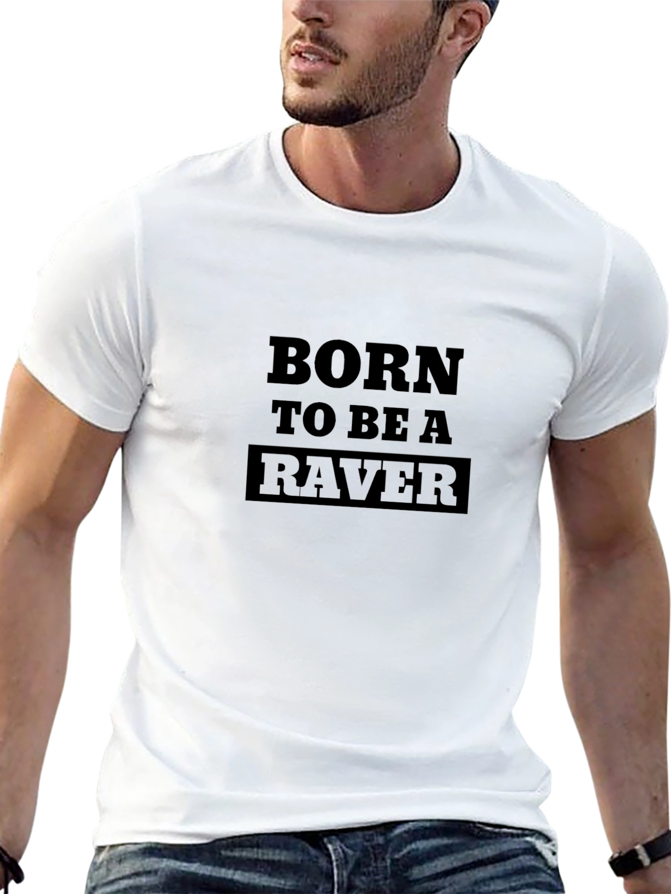 Black Born to be a Raver Graphic Tee - Black view 13