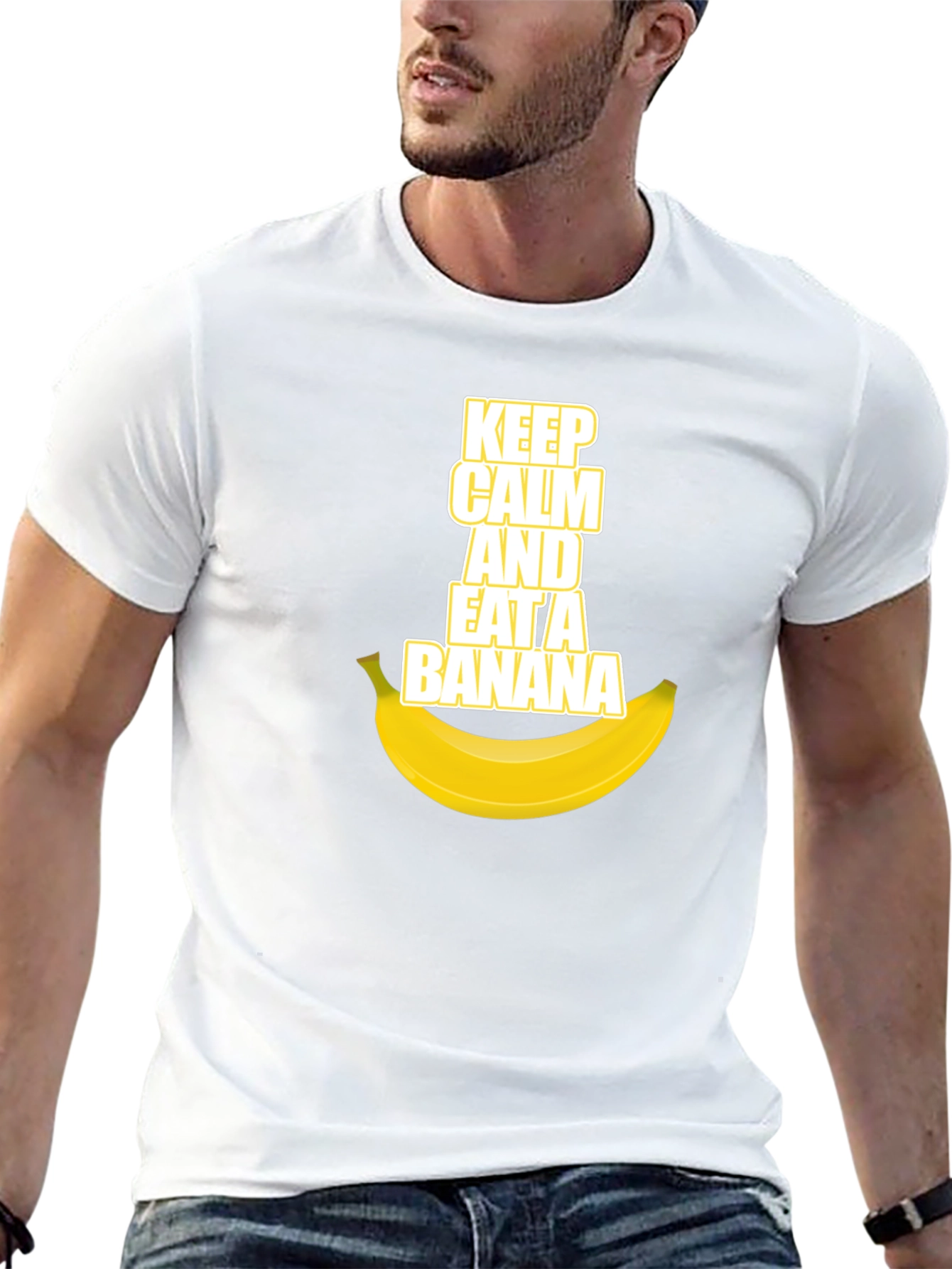 Black Keep Calm and Eat a Banana Graphic Tee view 13