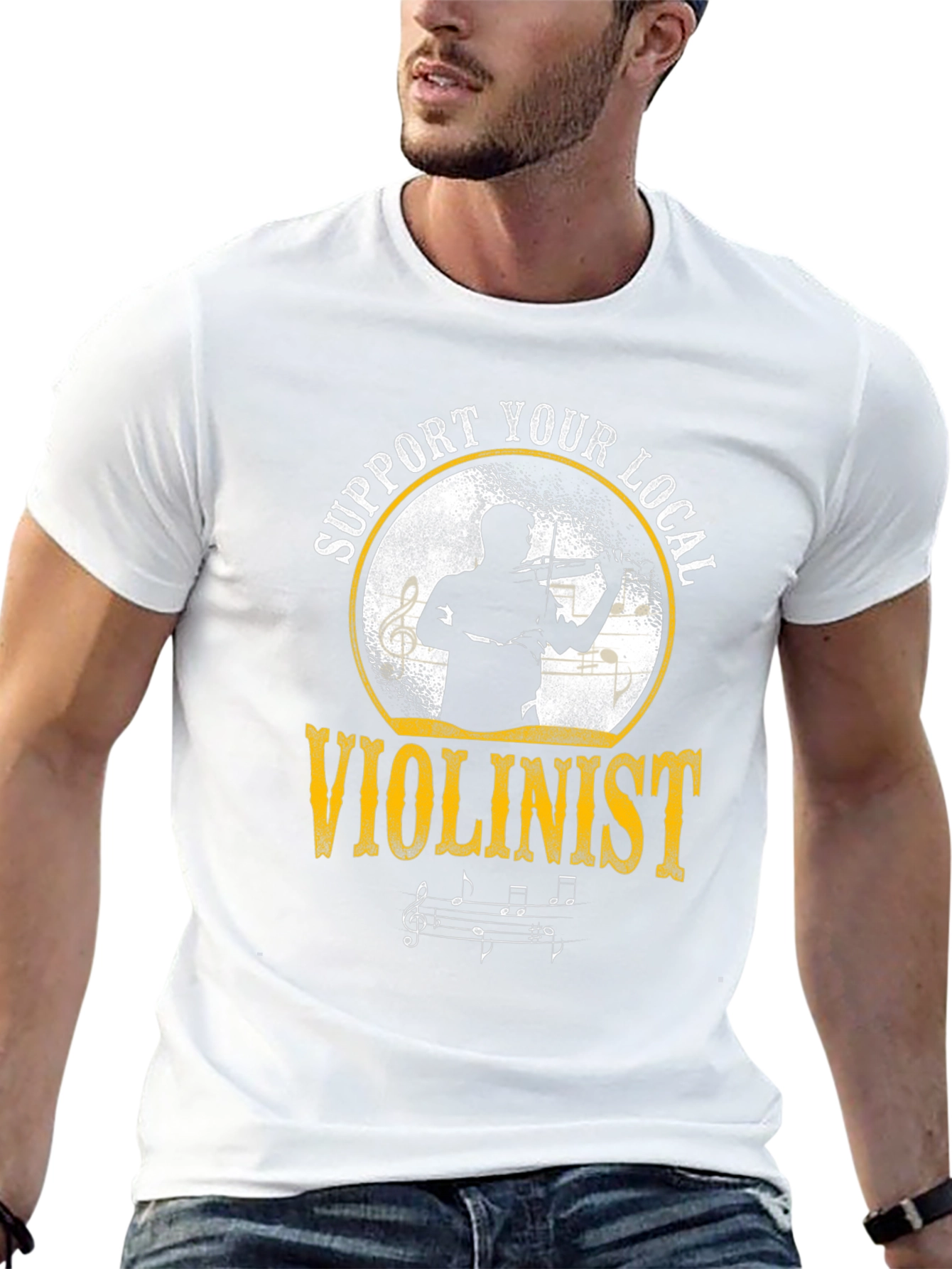 Black Support Your Local Violinist Tee view 13