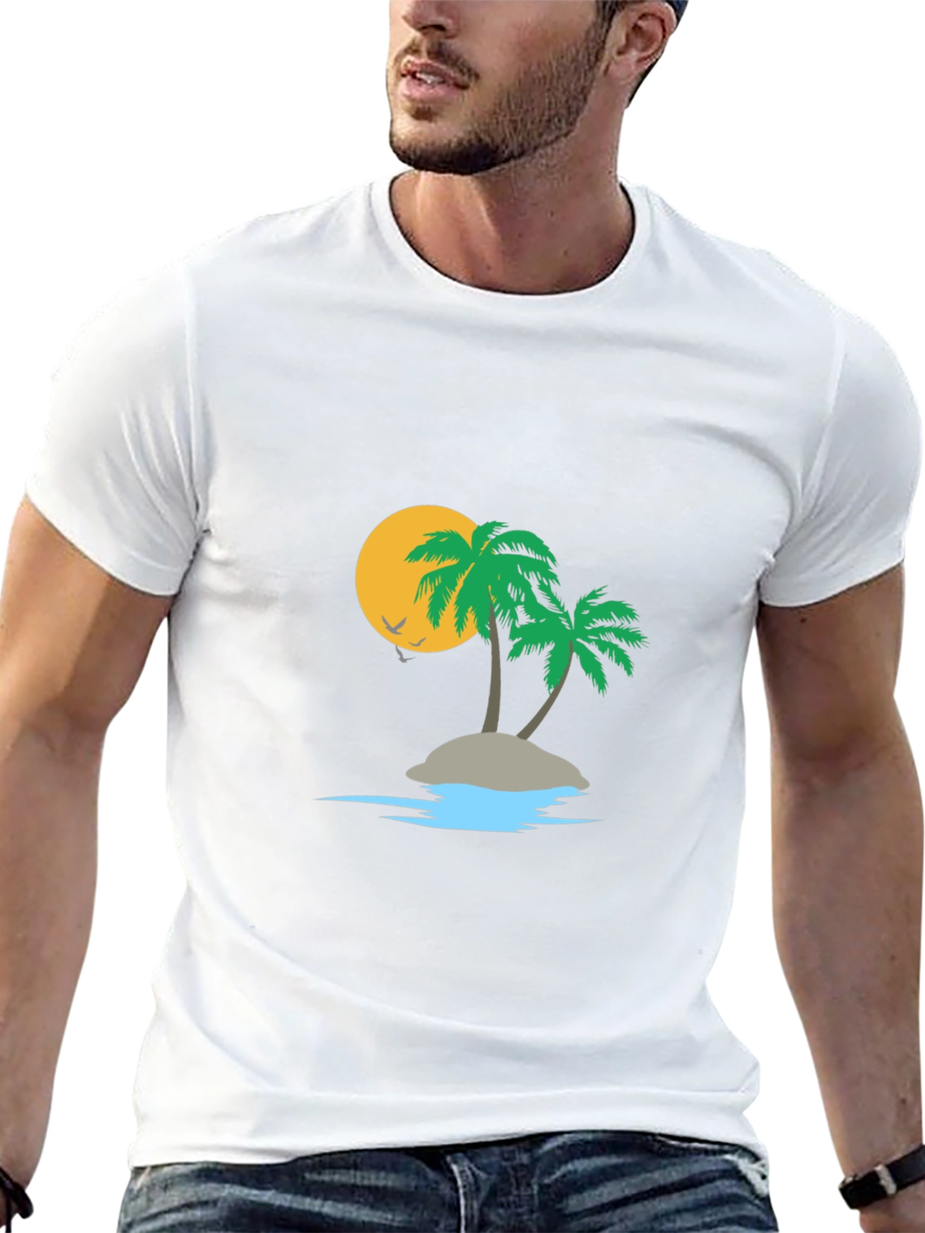 Black Tropical Island Graphic Tee view 13