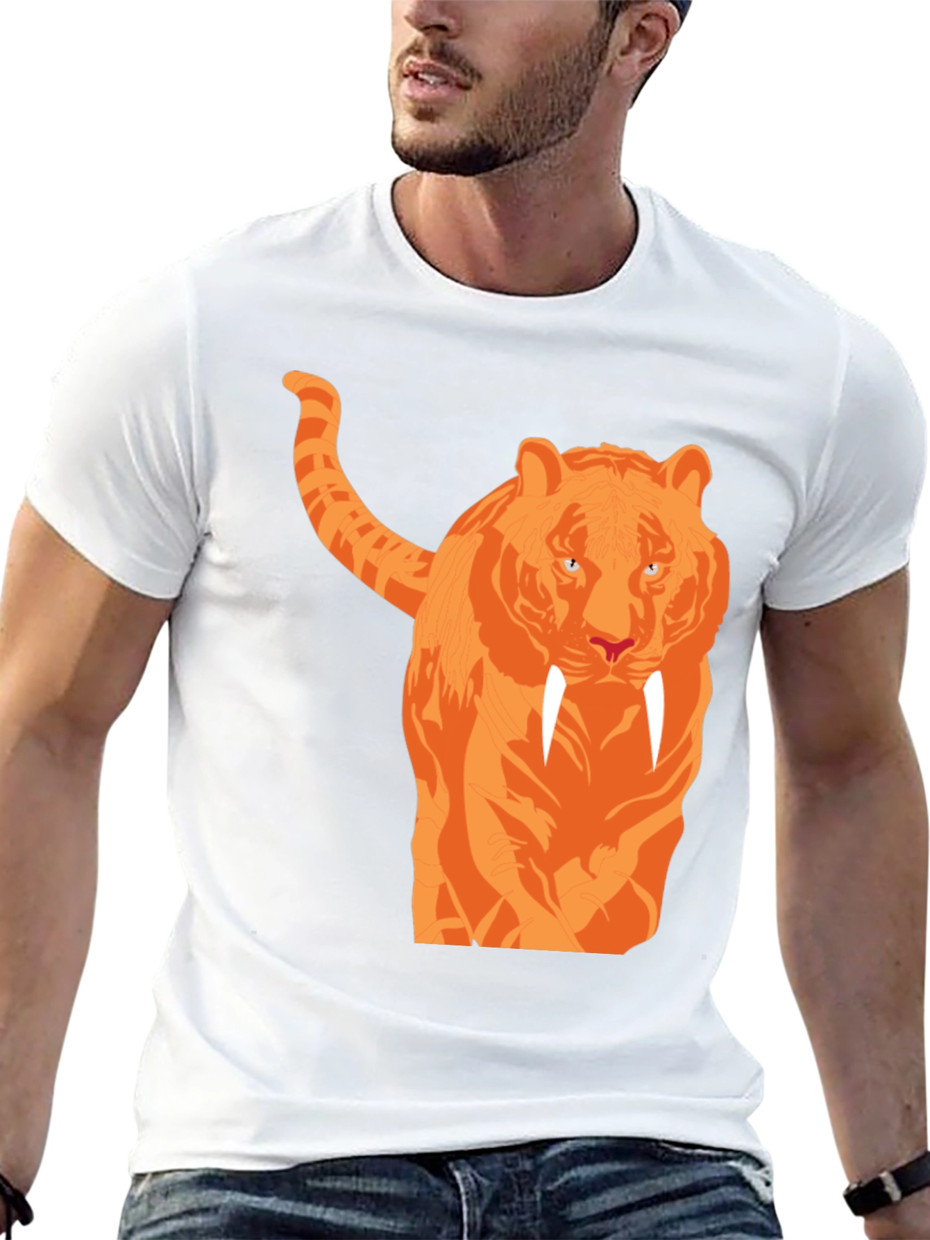 Black Cool Tiger Graphic Black T-Shirt view 13