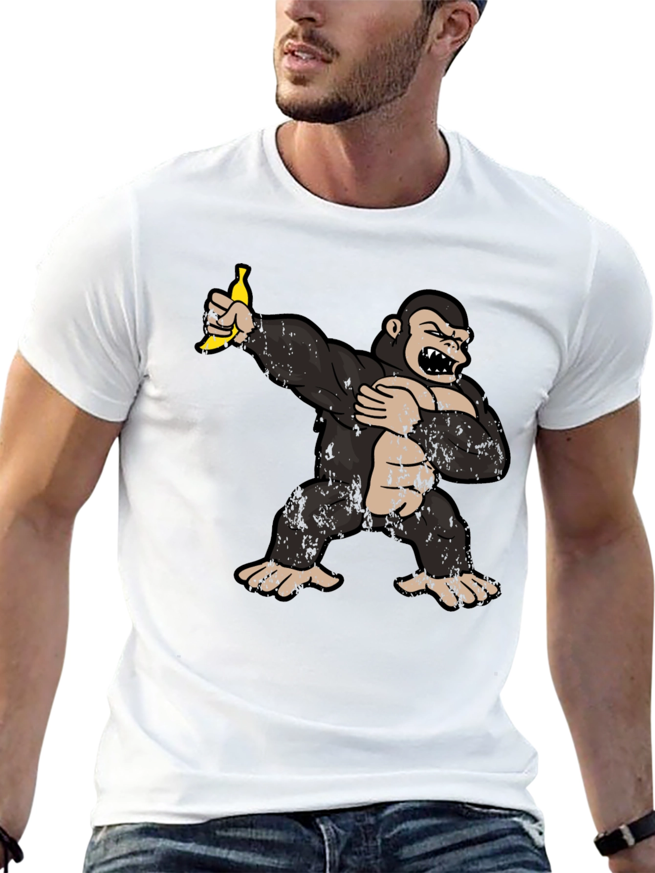 Black Dabbing Gorilla Graphic Tee - Funny Ape T-Shirt view 13