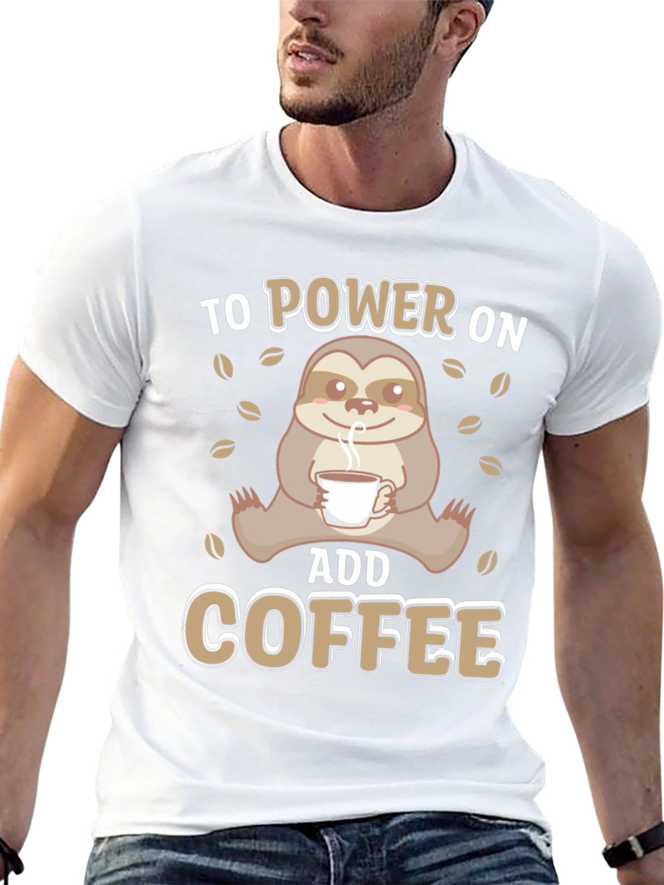 Black Sloth Coffee T-Shirt - Power On with Coffee view 13