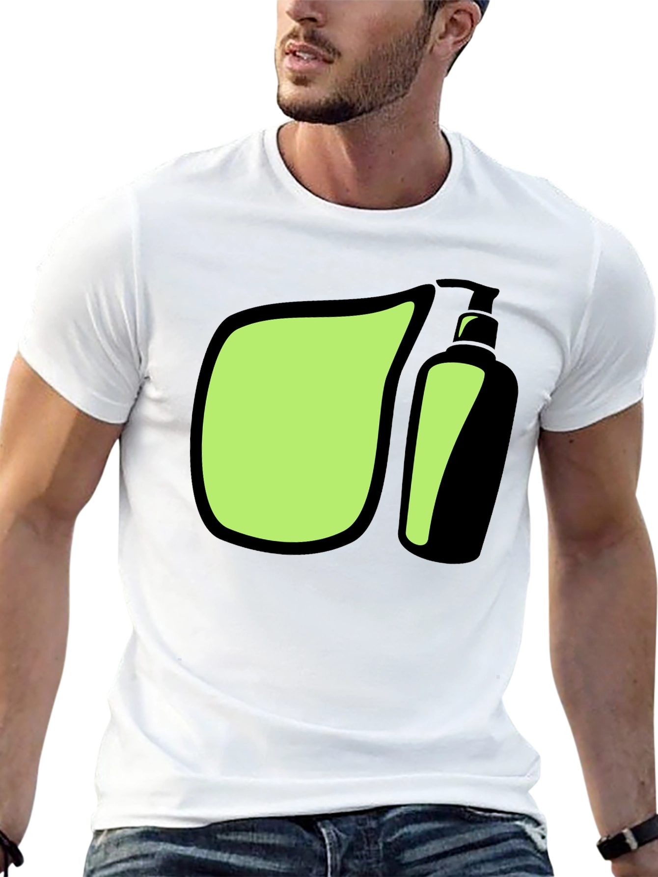 Black Modern Graphic Tee - Green and Black Design view 13