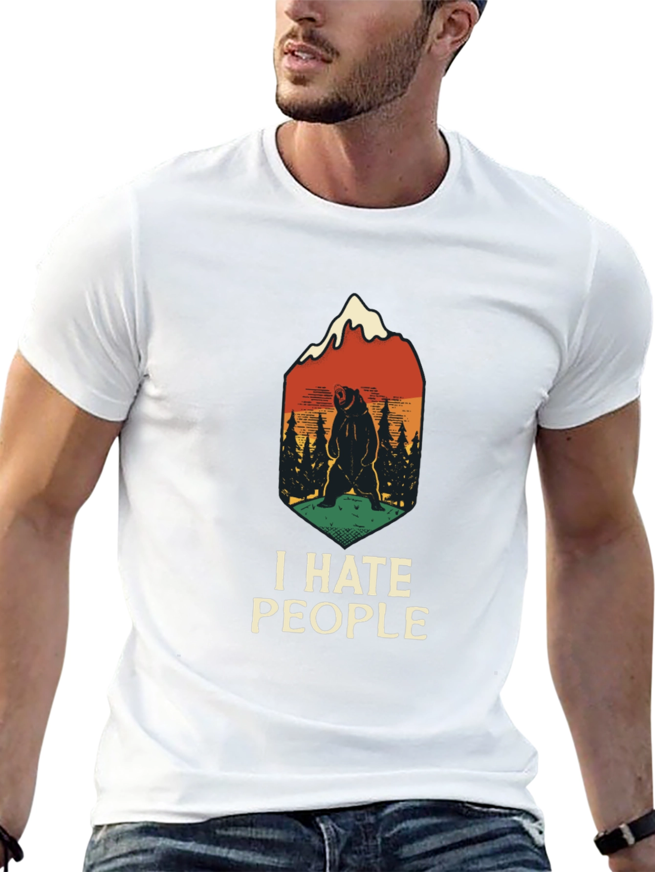 Black I Hate People Bear T-Shirt view 13