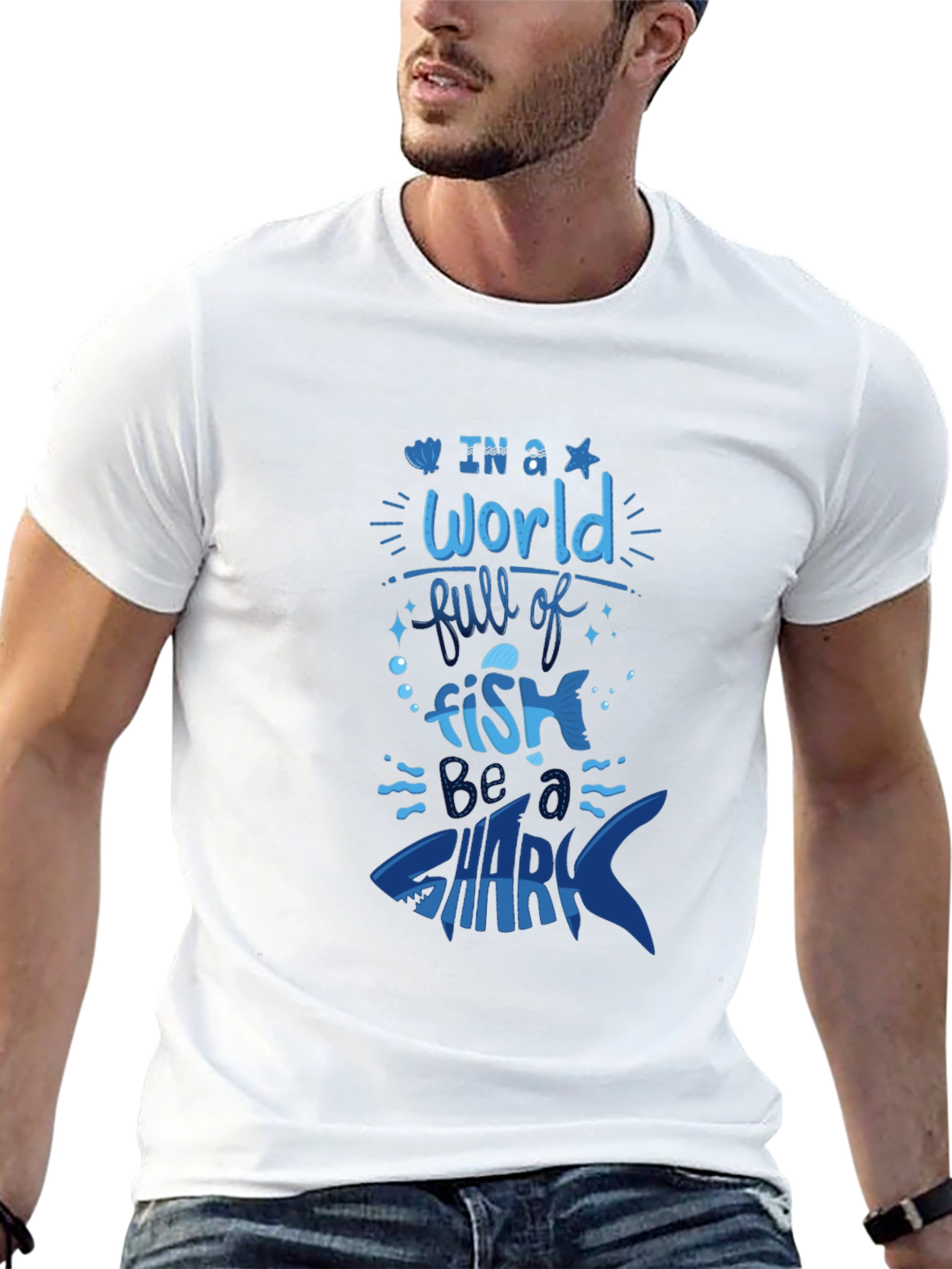 Black Be a Shark T-Shirt - Bold Graphic Tee view 13