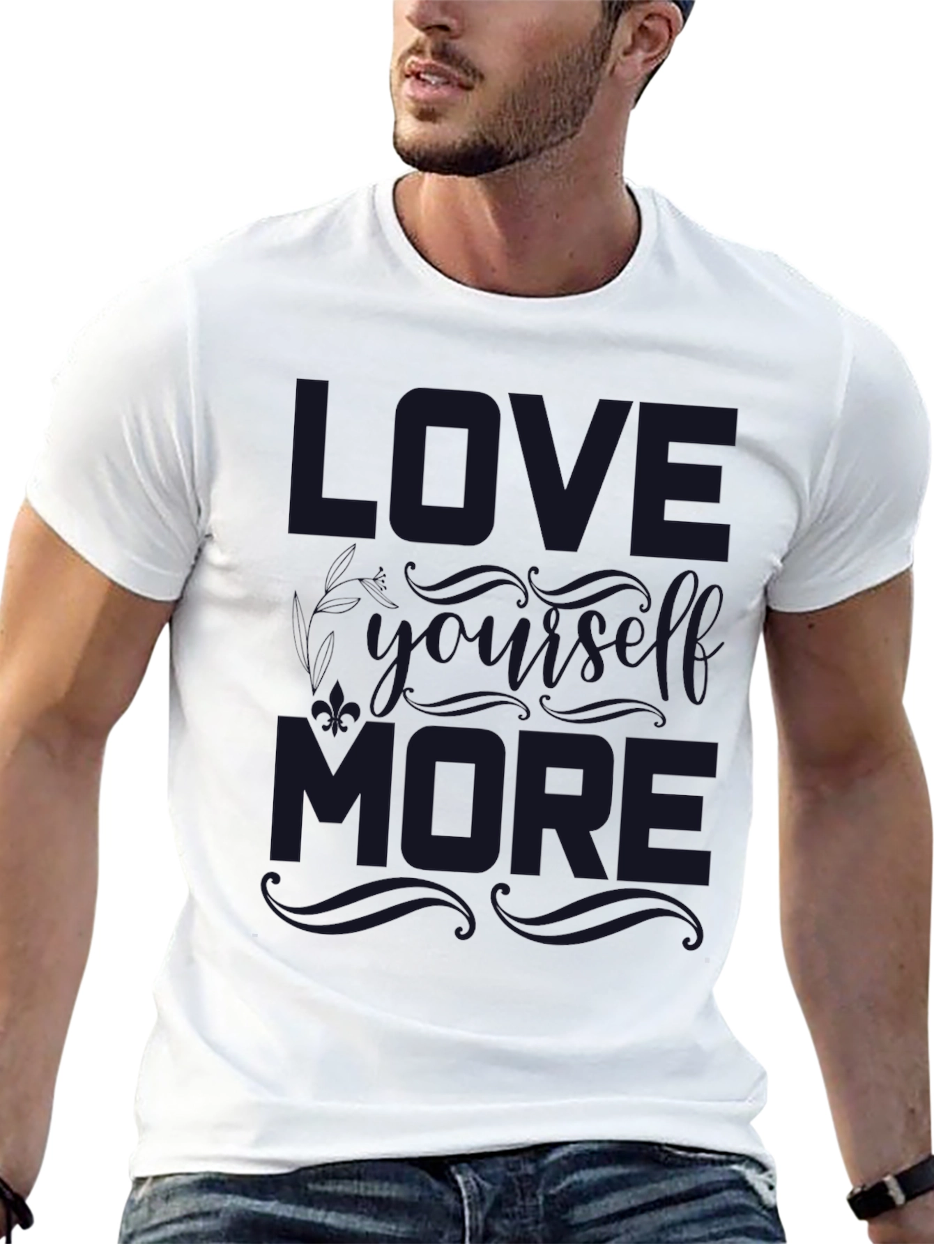 Black Love Yourself More Graphic T-Shirt view 13