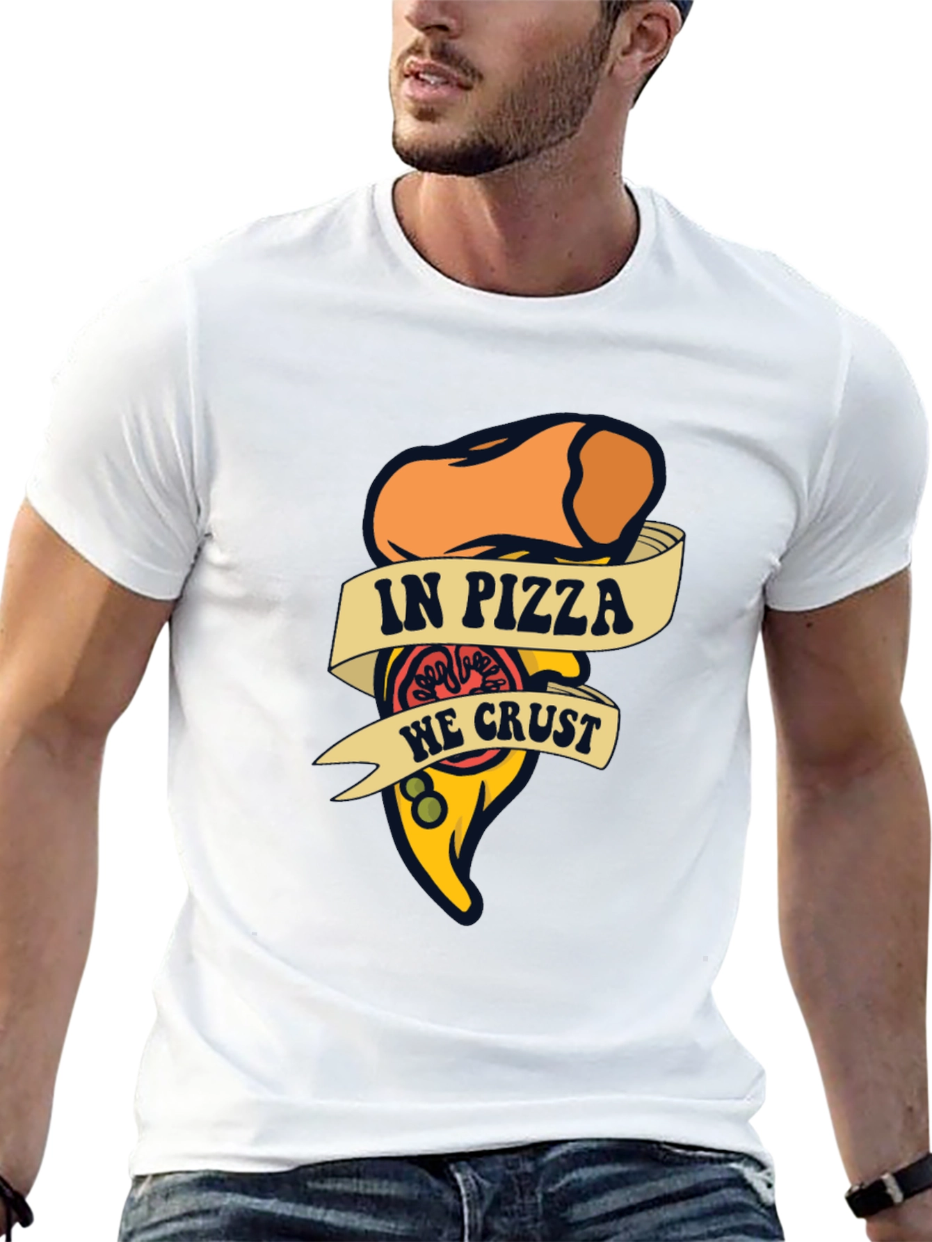Black In Pizza We Crust Funny Graphic T-Shirt view 13