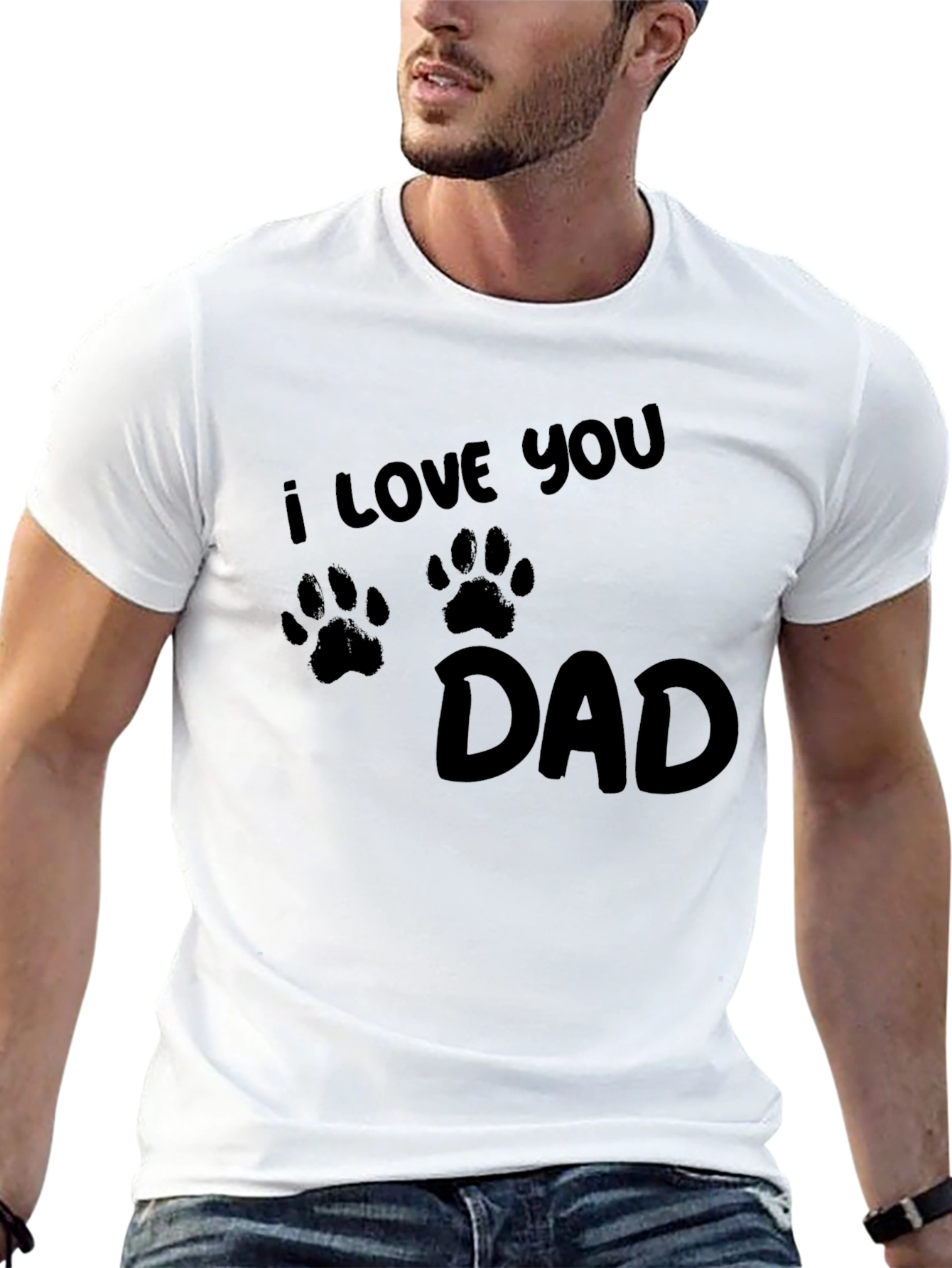 Black I Love You Dad Paw Print T-Shirt view 13