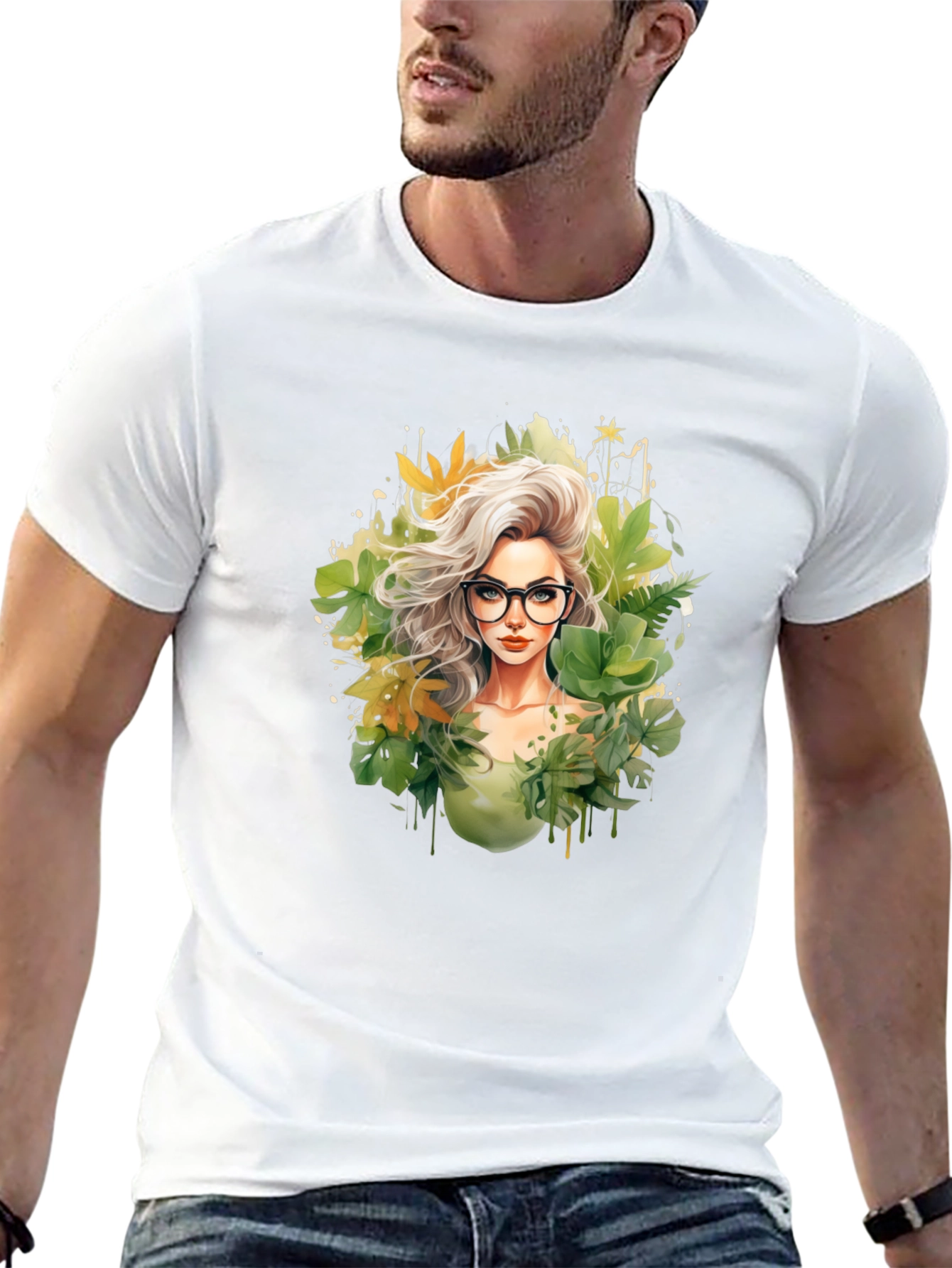 Black Stylish Nature Girl T-Shirt view 13
