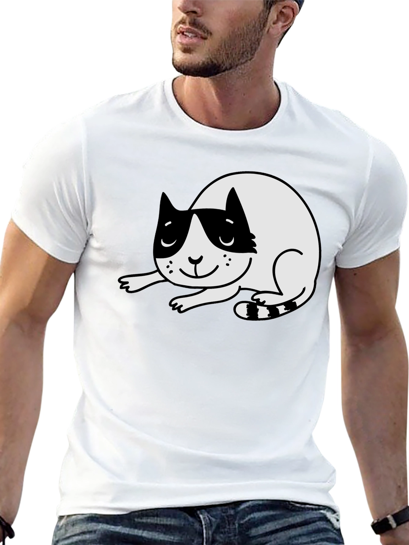 Black Cute Cat Graphic T-Shirt - Black view 13