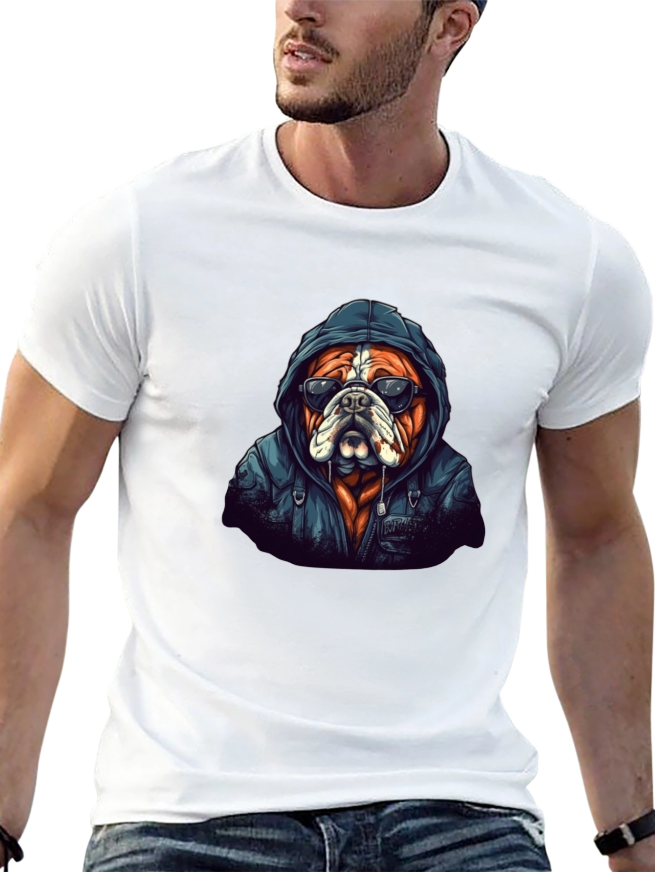 Black Cool Bulldog Graphic Tee - Black Cotton view 13