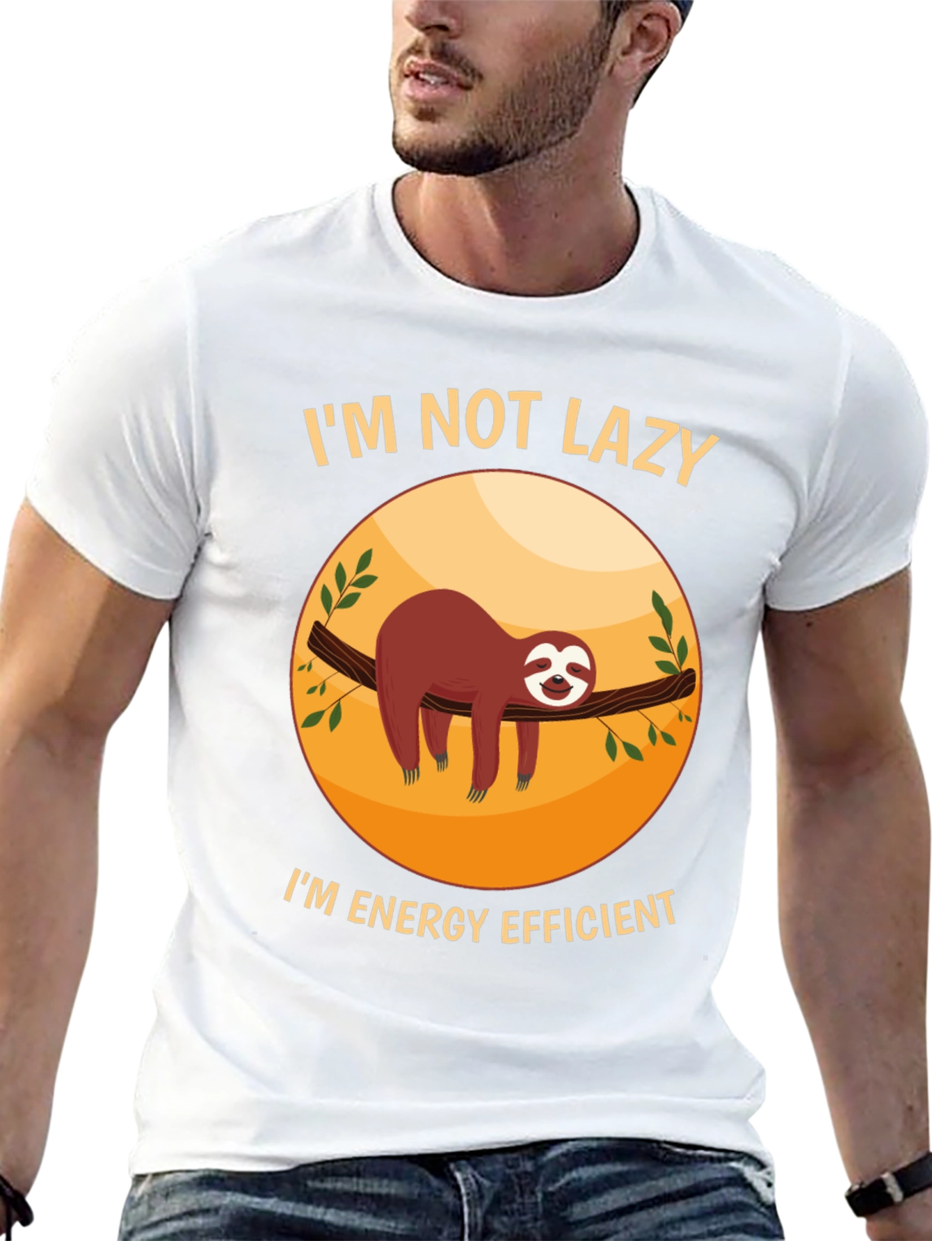 Black Funny Sloth 'I'm Not Lazy' Graphic T-Shirt view 13