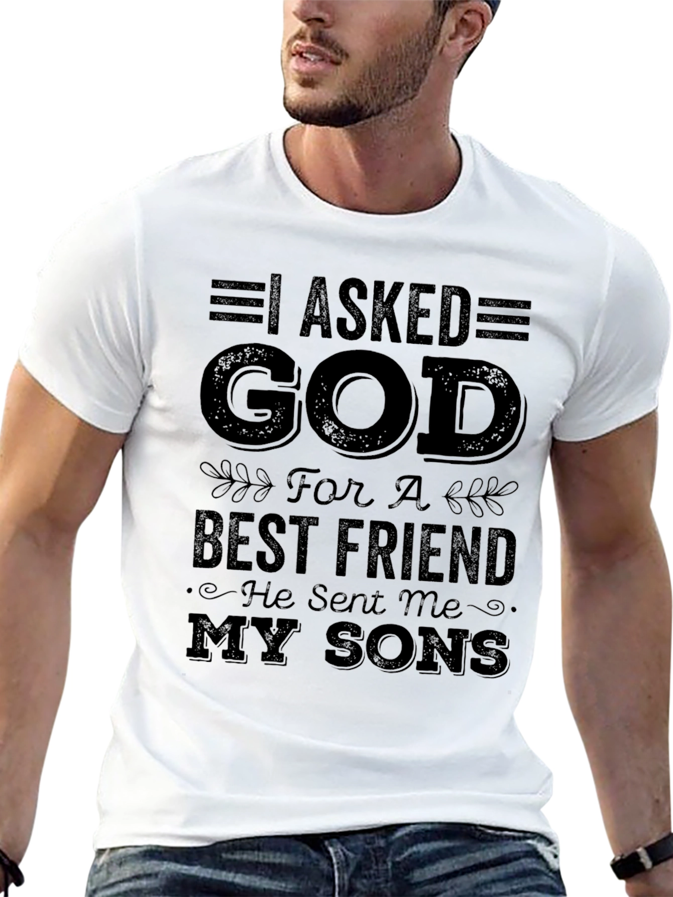 Black I Asked God For Sons T-Shirt - Best Friend Gift view 13