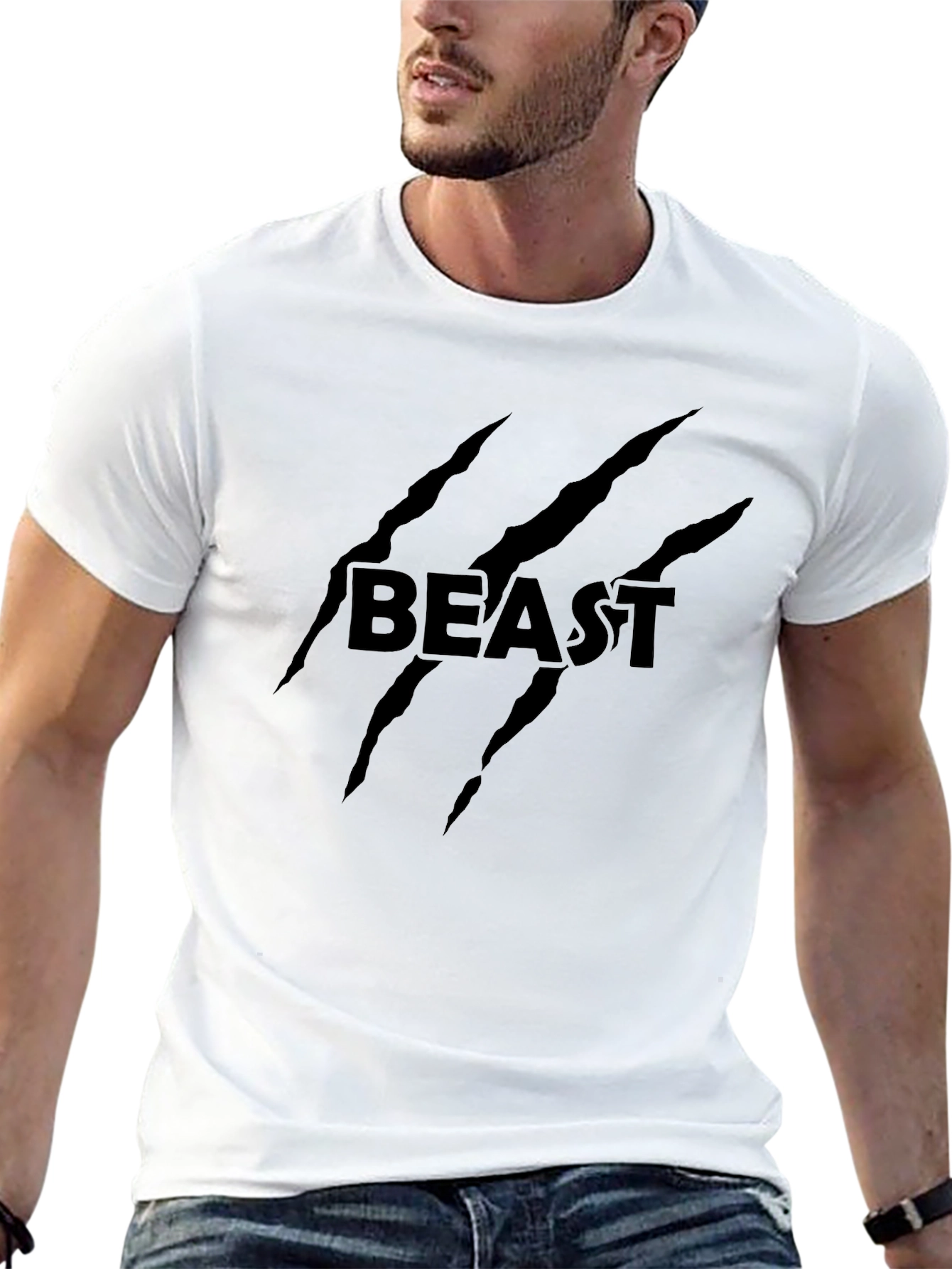 Black Men's Black Beast Claw Graphic Tee view 13