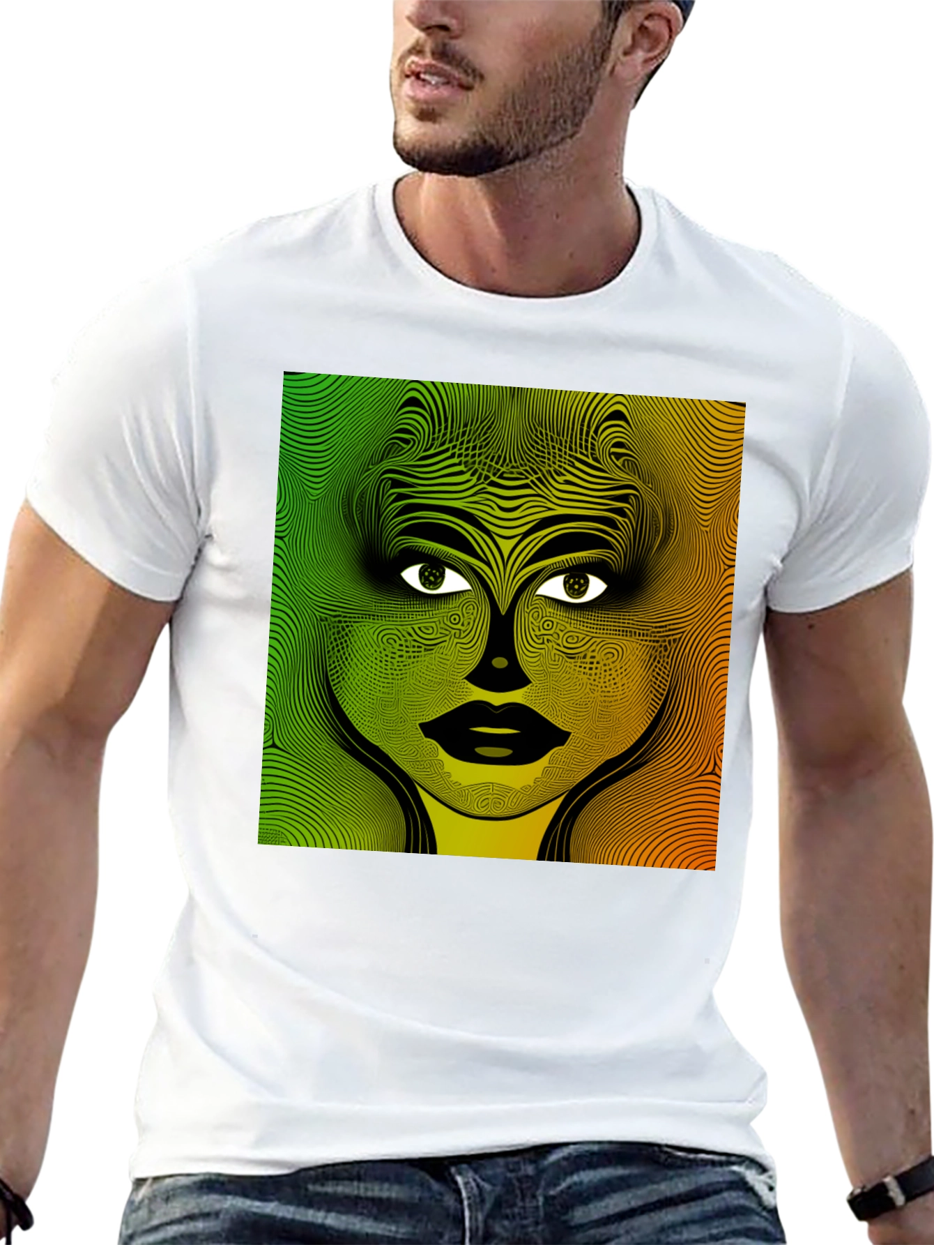 Black Abstract Woman Graphic Black T-Shirt view 13