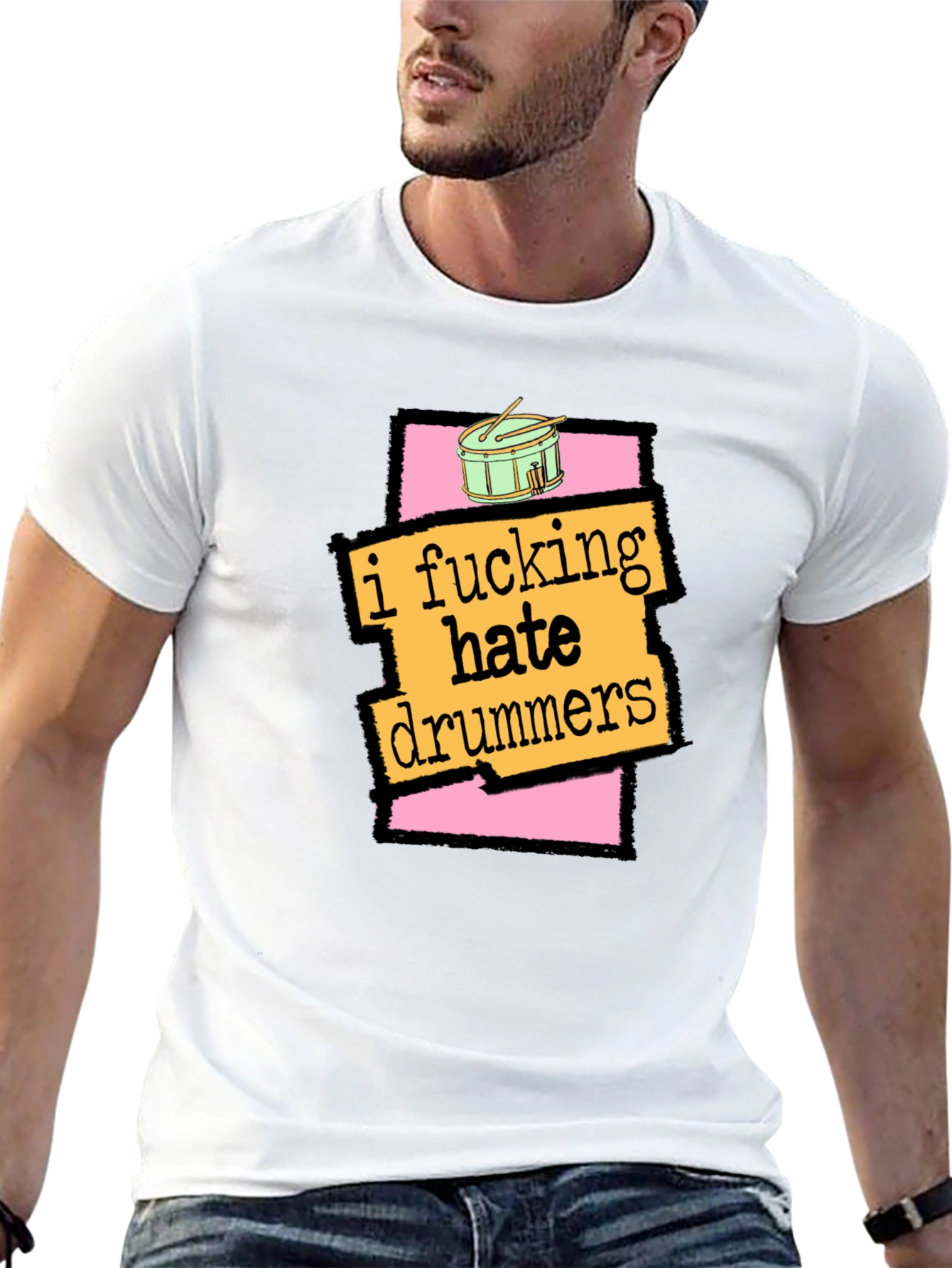 Black I Fucking Hate Drummers Graphic T-Shirt view 13