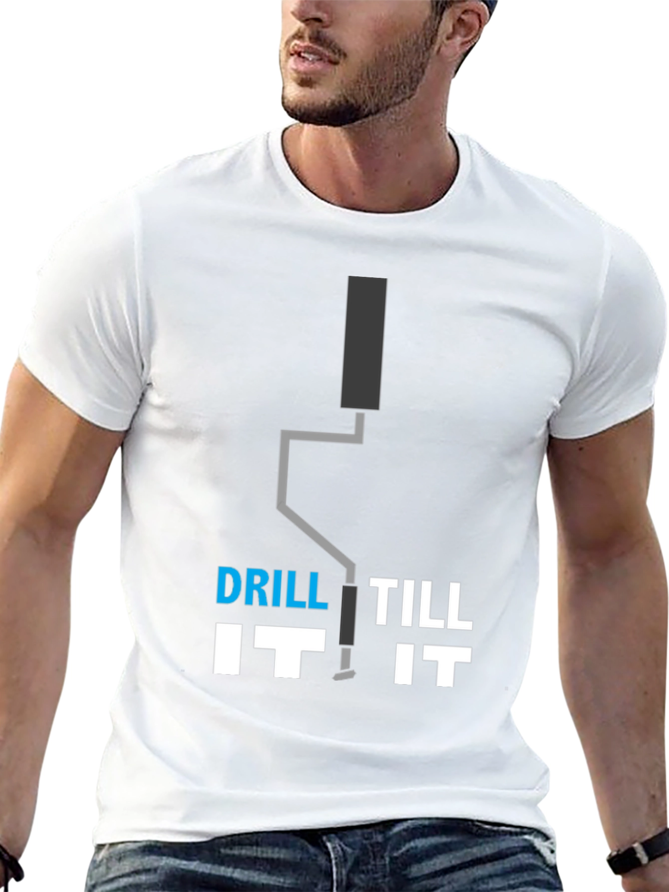 Black Drill Till It T-Shirt - Funny Construction Tee view 13
