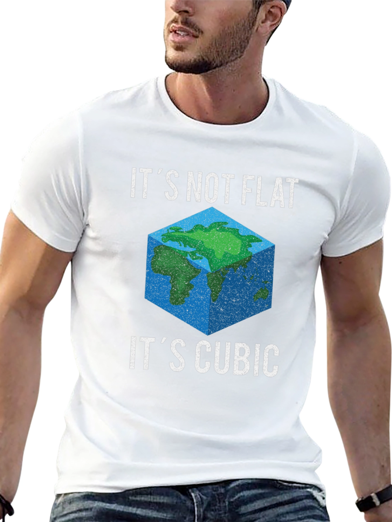 Black Cubic Earth Graphic Tee - Funny Flat Earth Alternative view 13