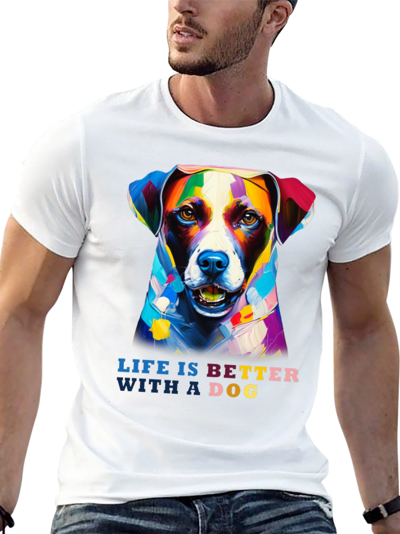 Black Life is Better with a Dog T-Shirt - Artistic Dog Portrait view 13