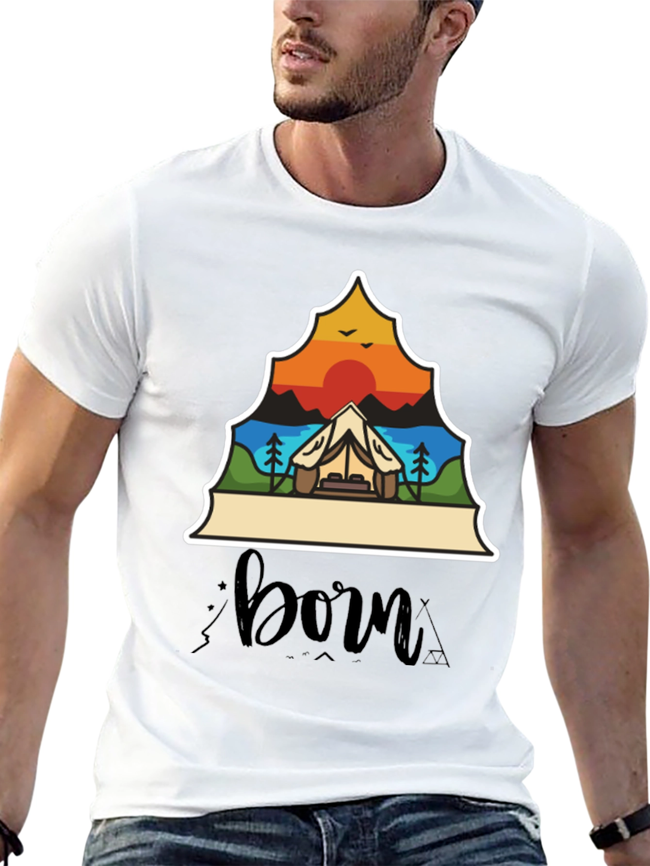 Black Camping Adventure T-Shirt - Born to Explore! view 13