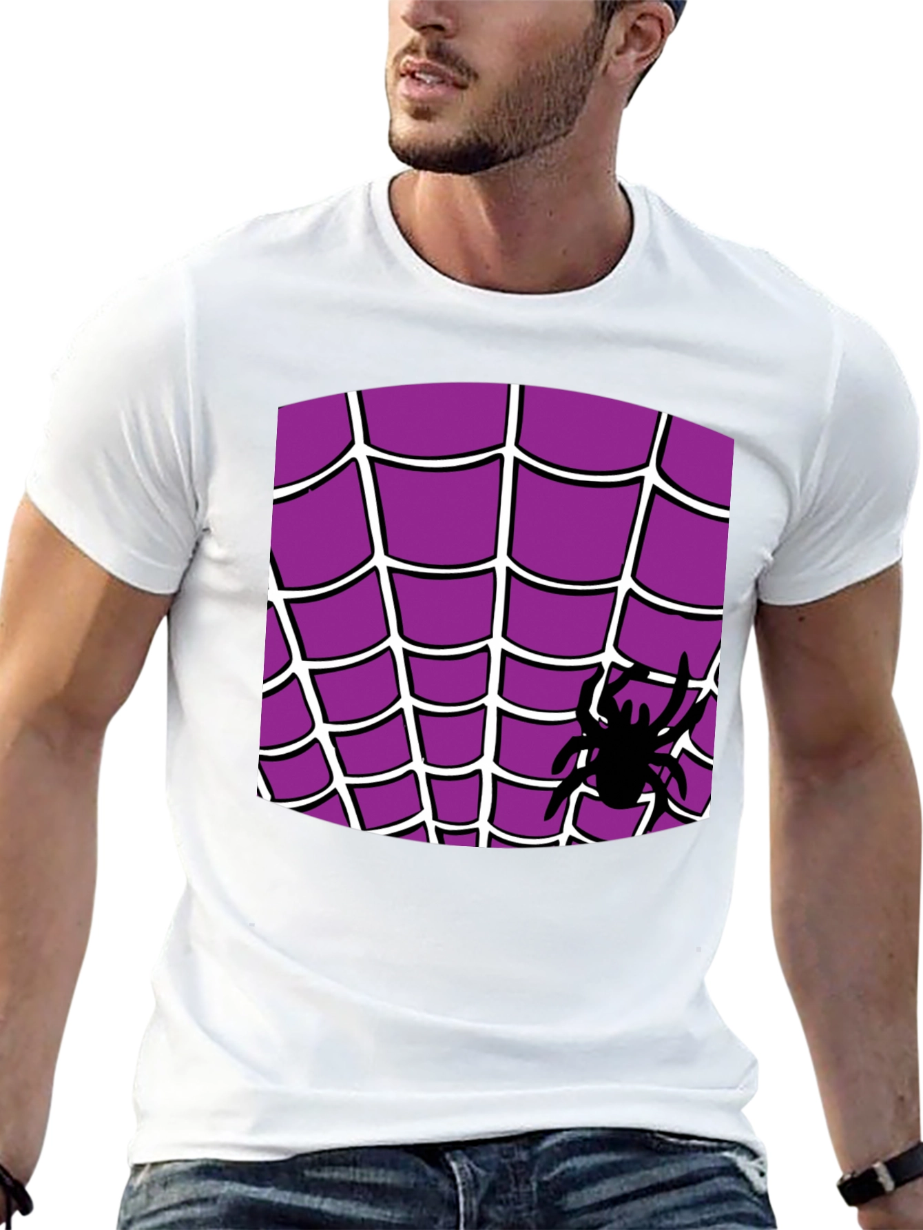 Black Spider Web T-Shirt - Halloween Costume view 13