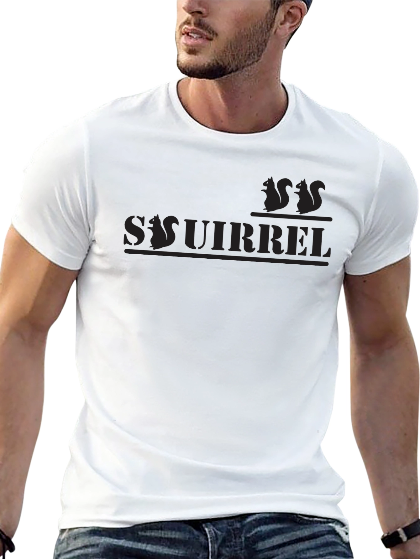 Black Squirrel Graphic T-Shirt - Black Crew Neck Tee view 13